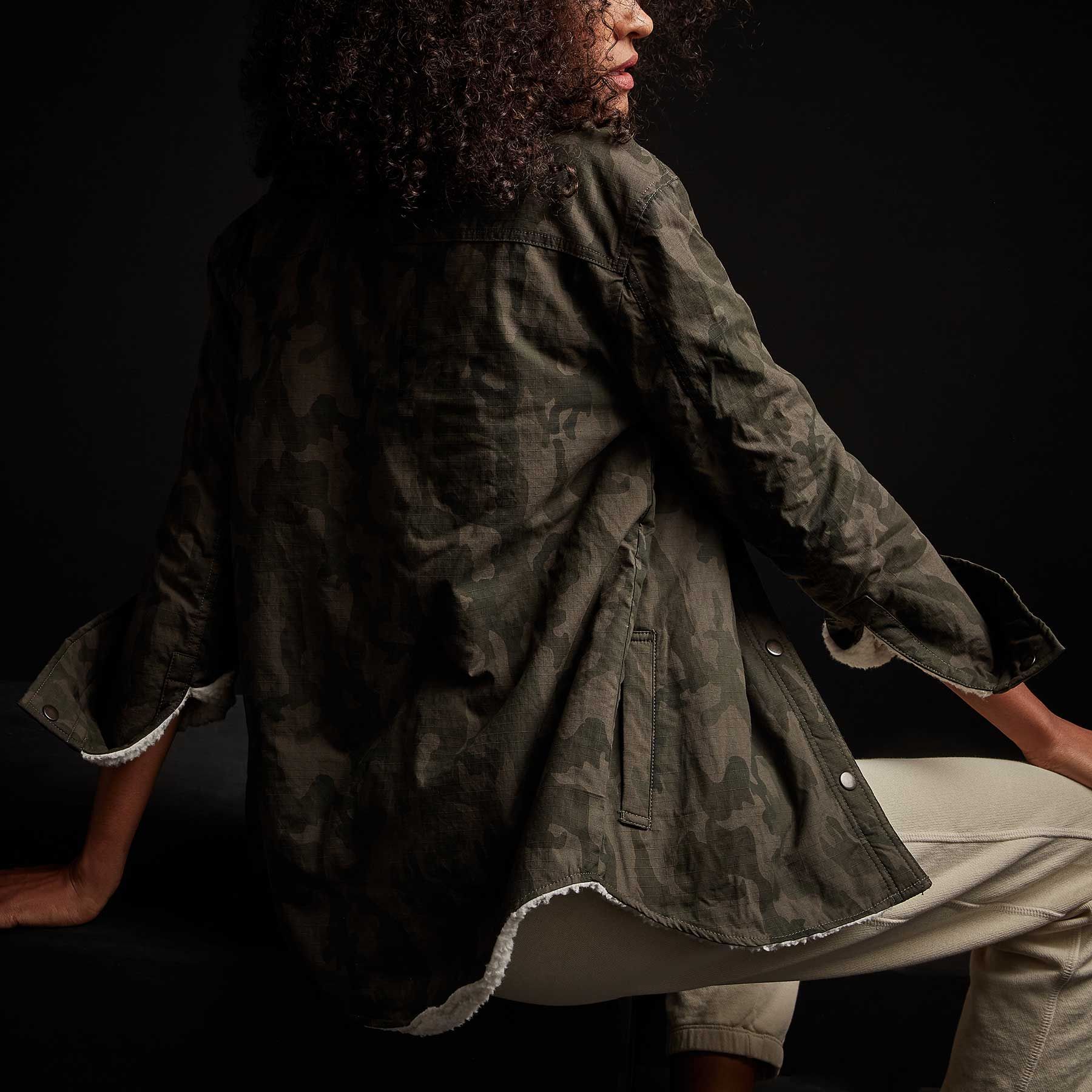 Sherpa Lined Camo Shirt Jacket - Hunter Pigment sold by James Perse product image thumbnail 3