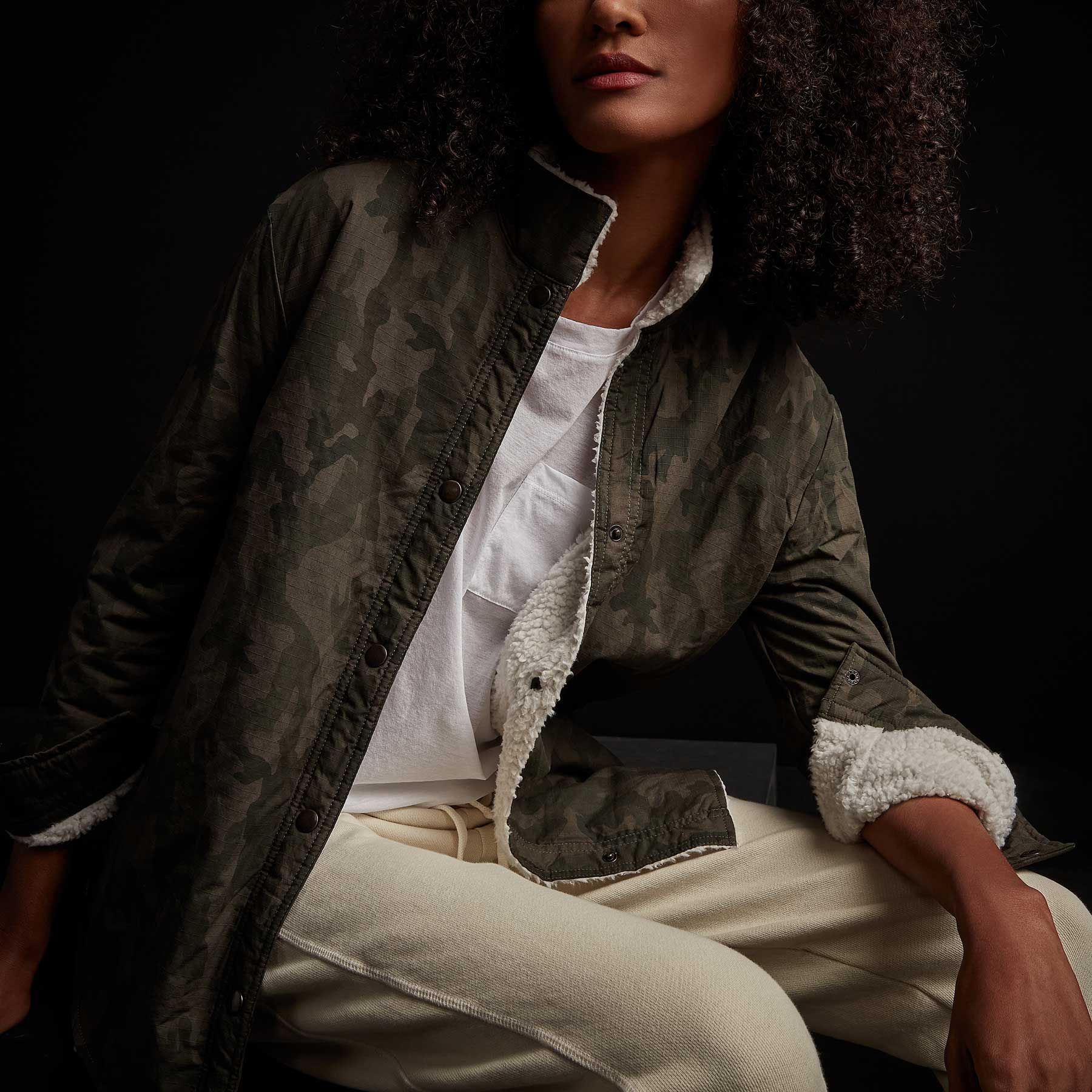 Sherpa Lined Camo Shirt Jacket - Hunter Pigment sold by James Perse product image thumbnail 4