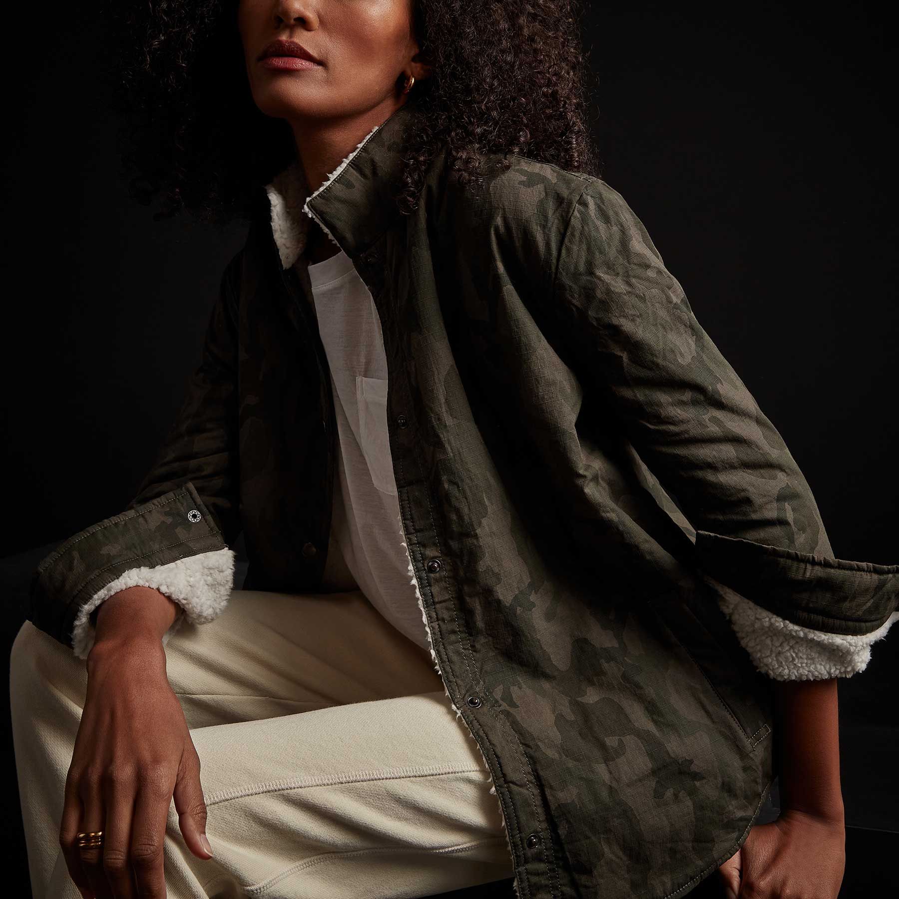 Sherpa Lined Camo Shirt Jacket - Hunter Pigment sold by James Perse product image thumbnail 2