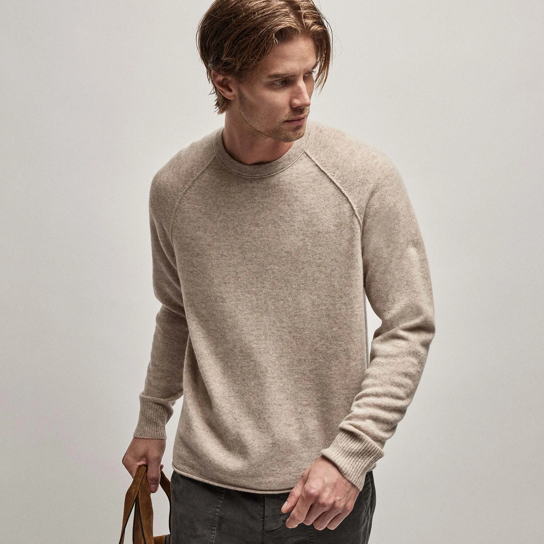 Recycled Cashmere Raglan - Stone sold by James Perse