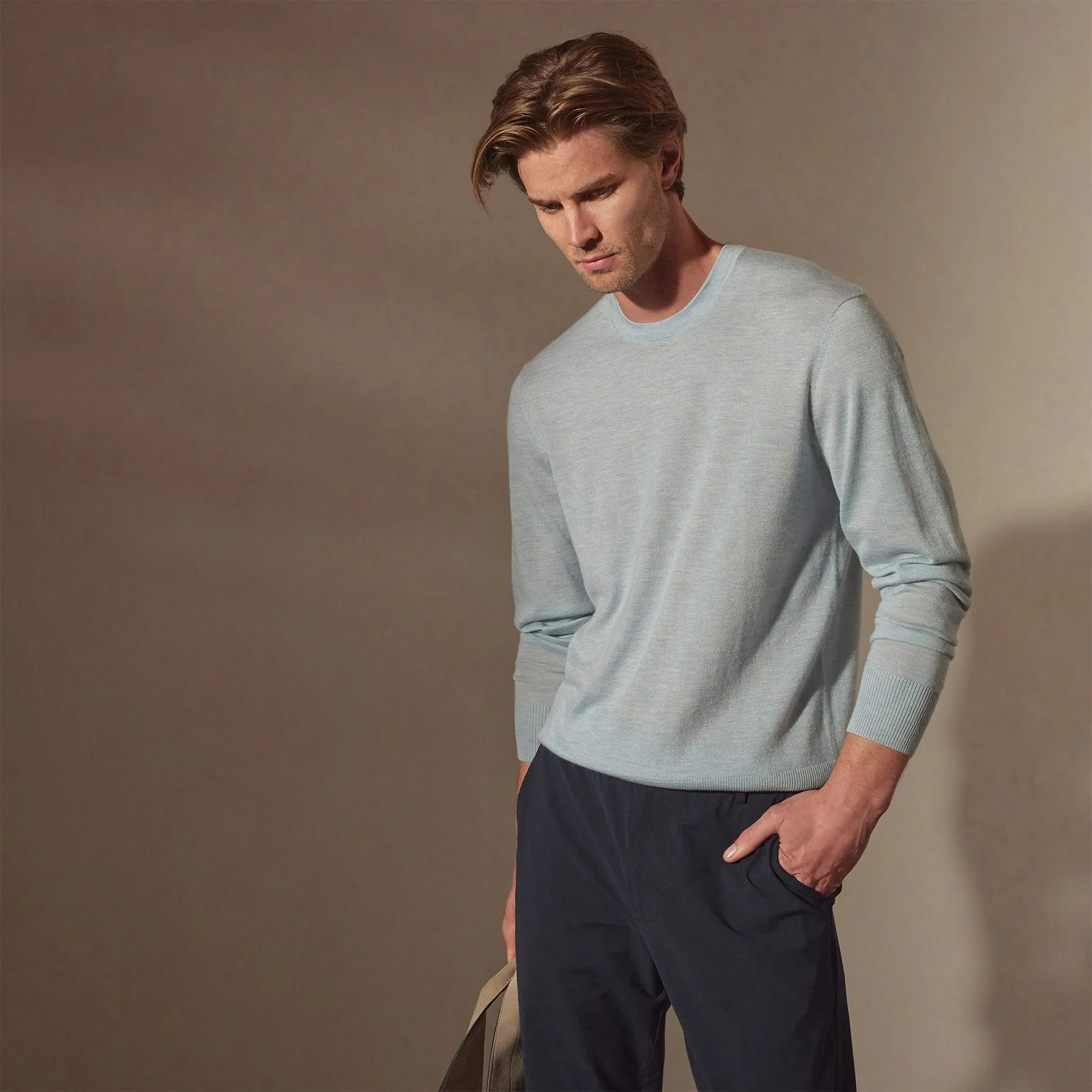 Lightweight Fine Gauge Cashmere Crew - Open Sky sold by James Perse