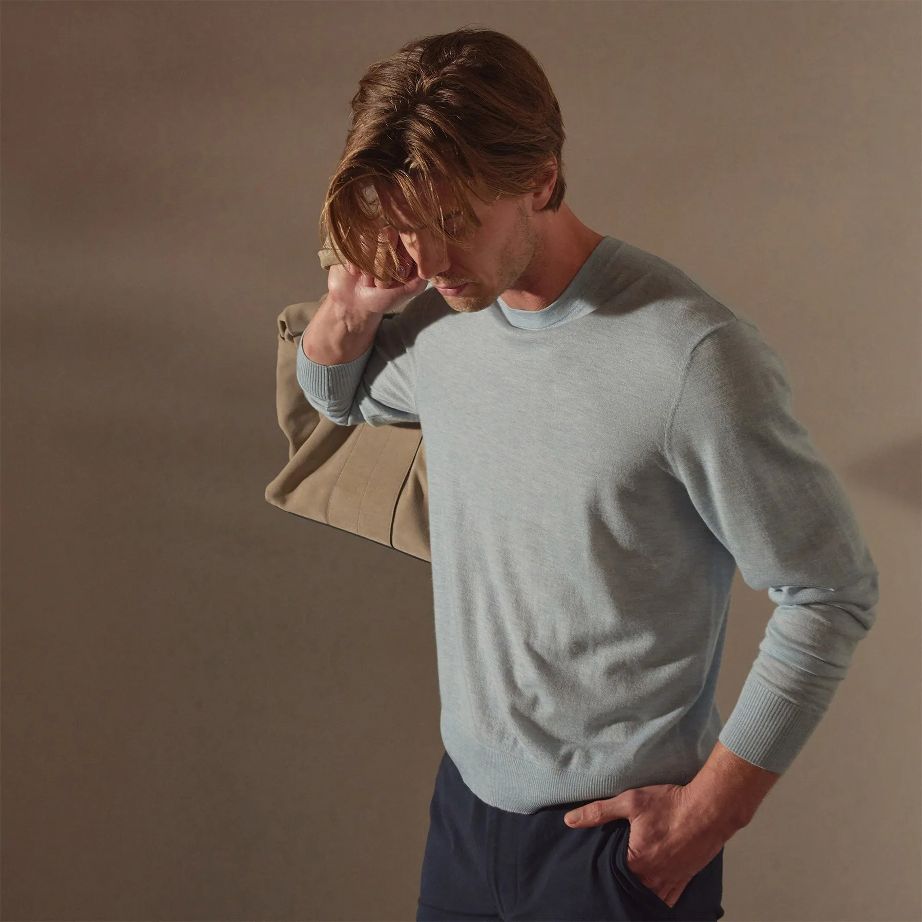 Lightweight Fine Gauge Cashmere Crew - Open Sky sold by James Perse product image thumbnail 3