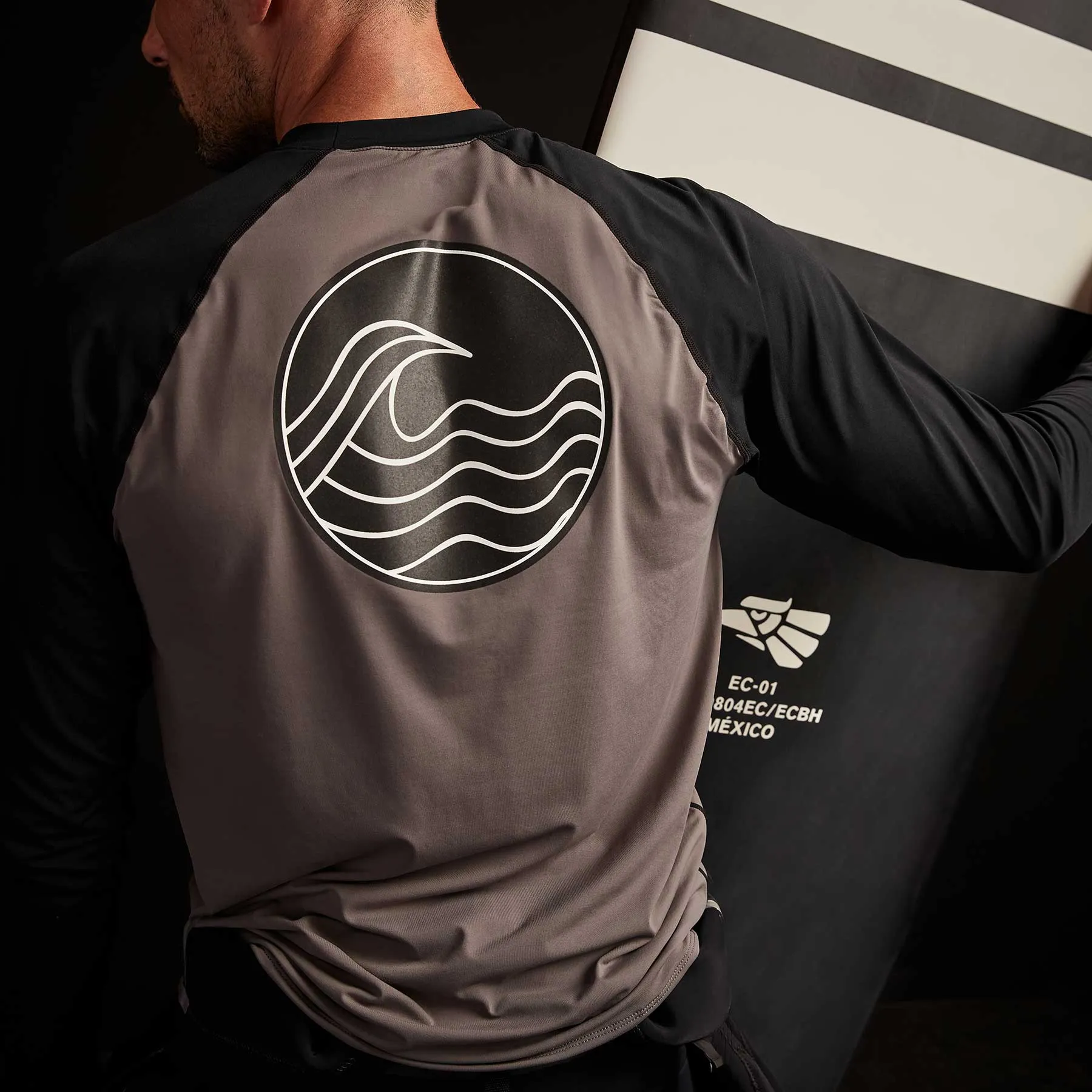 High Performance Knit Raglan - Raccoon Grey/Black sold by James Perse