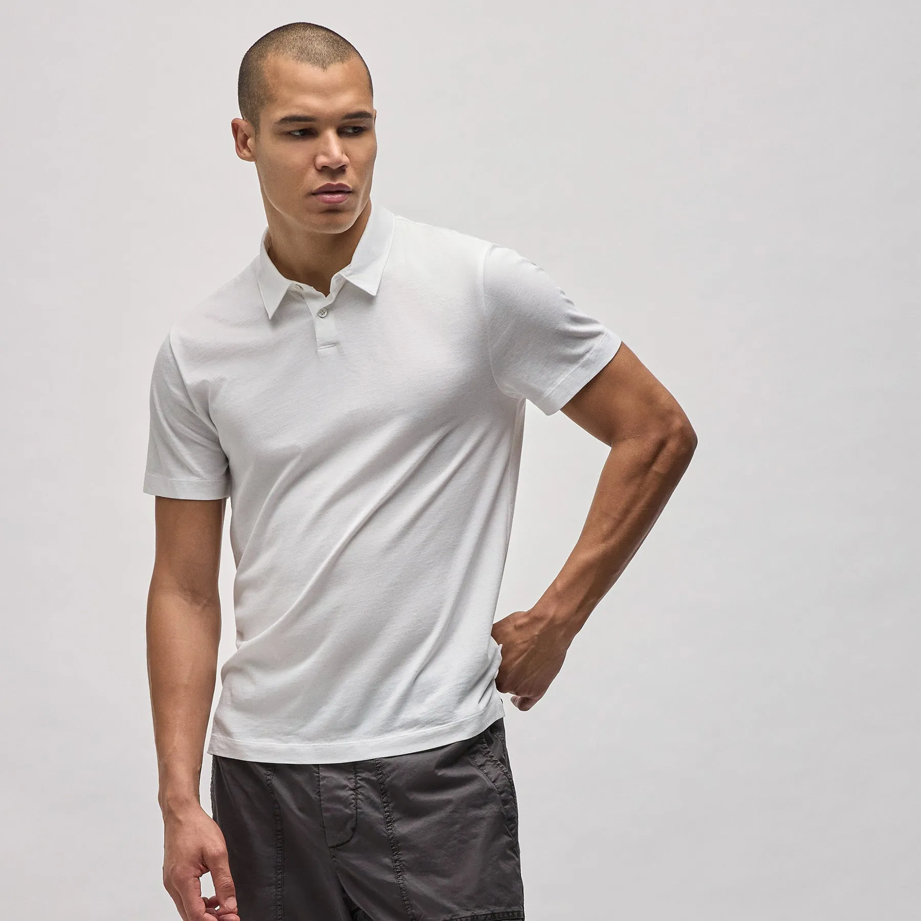 Brushed Lotus Polo - White sold by James Perse