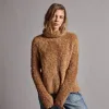 Wool Blend Sherpa Turtleneck Sweater - Caramel sold by James Perse