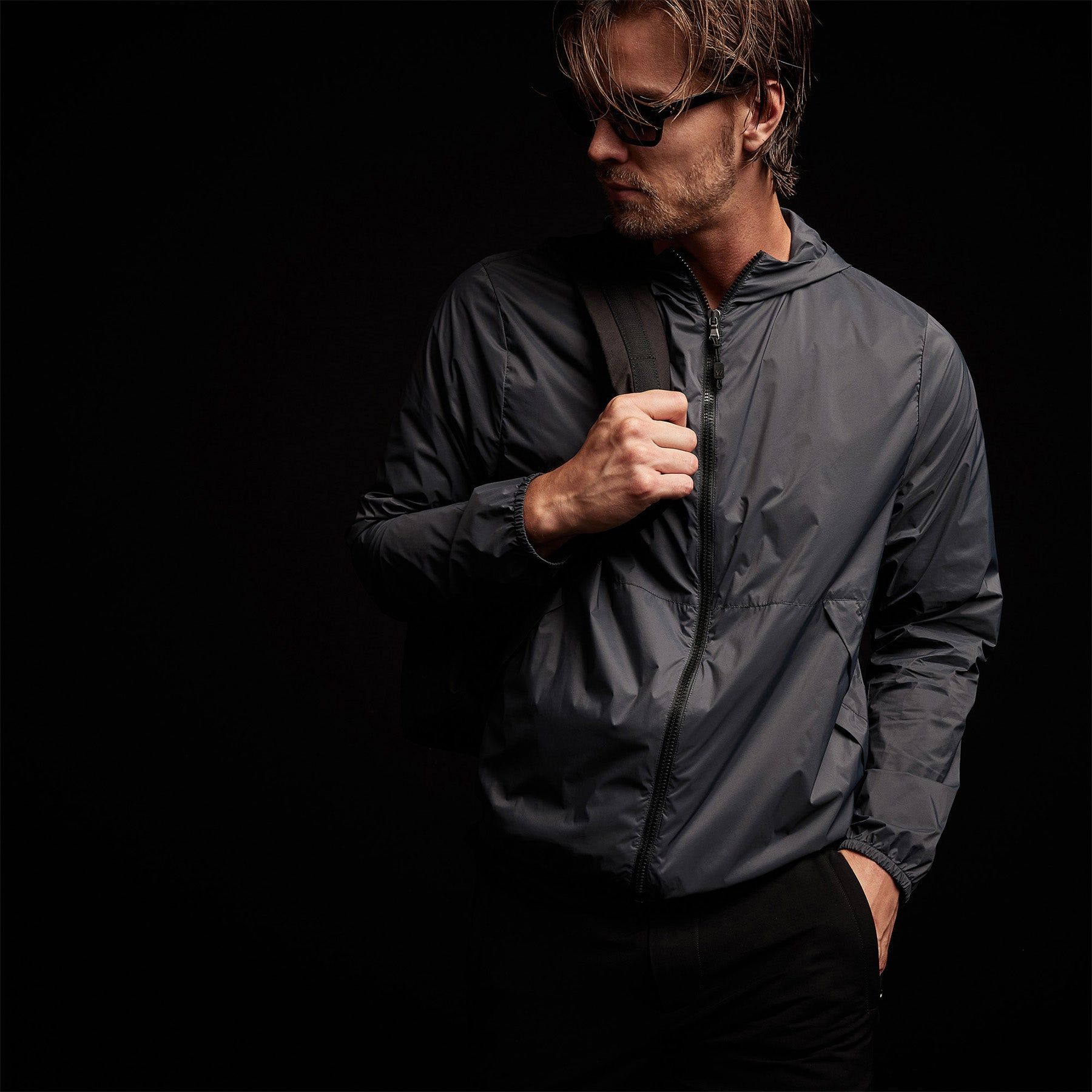 Lightweight Hooded Windbreaker - Carbon sold by James Perse