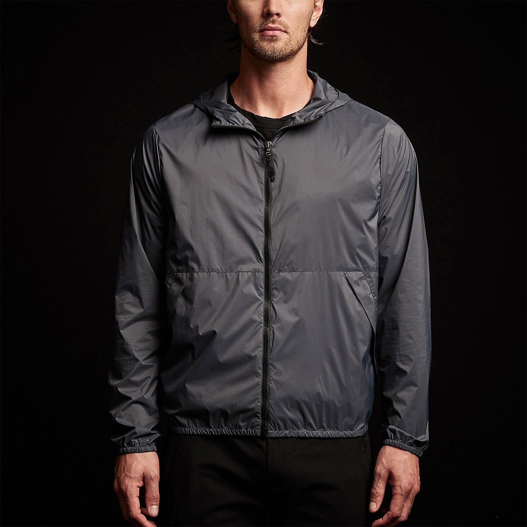 Lightweight Hooded Windbreaker - Carbon sold by James Perse product image thumbnail 5