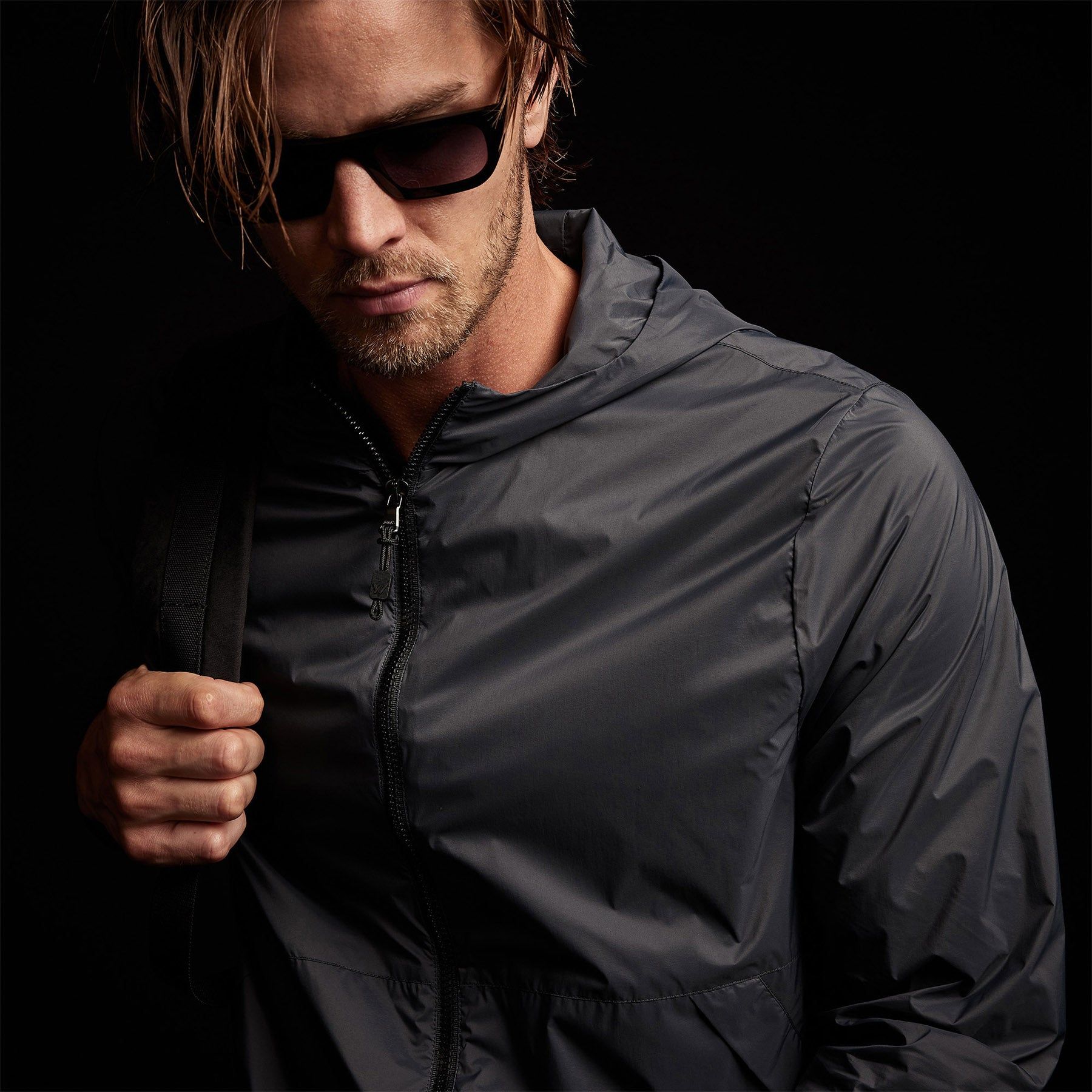 Lightweight Hooded Windbreaker - Carbon sold by James Perse product image thumbnail 2