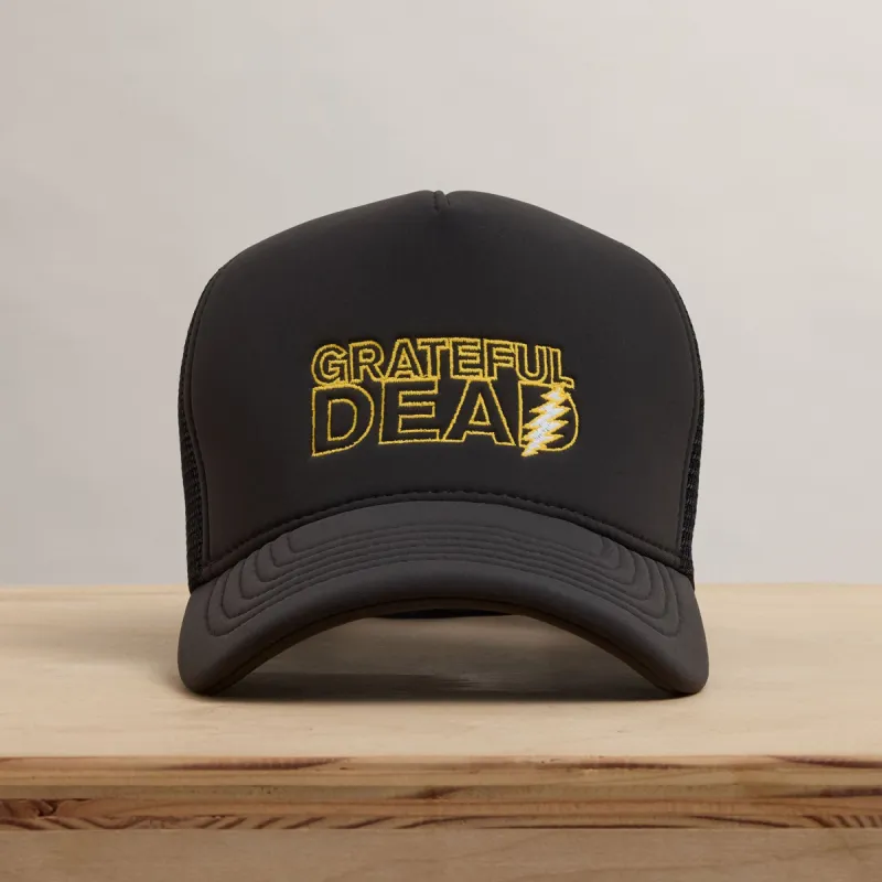 Grateful Dead Lightning Bolt Embroidery Trucker - Carbon Grey sold by James Perse