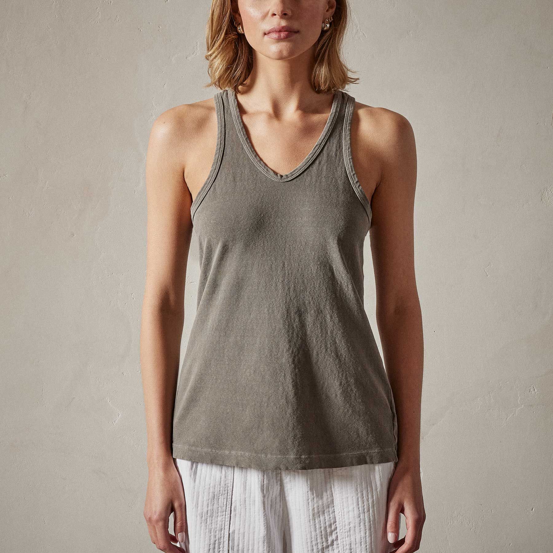 Cut Away Racer Back Tank - River Rock Pigment sold by James Perse product image thumbnail 3