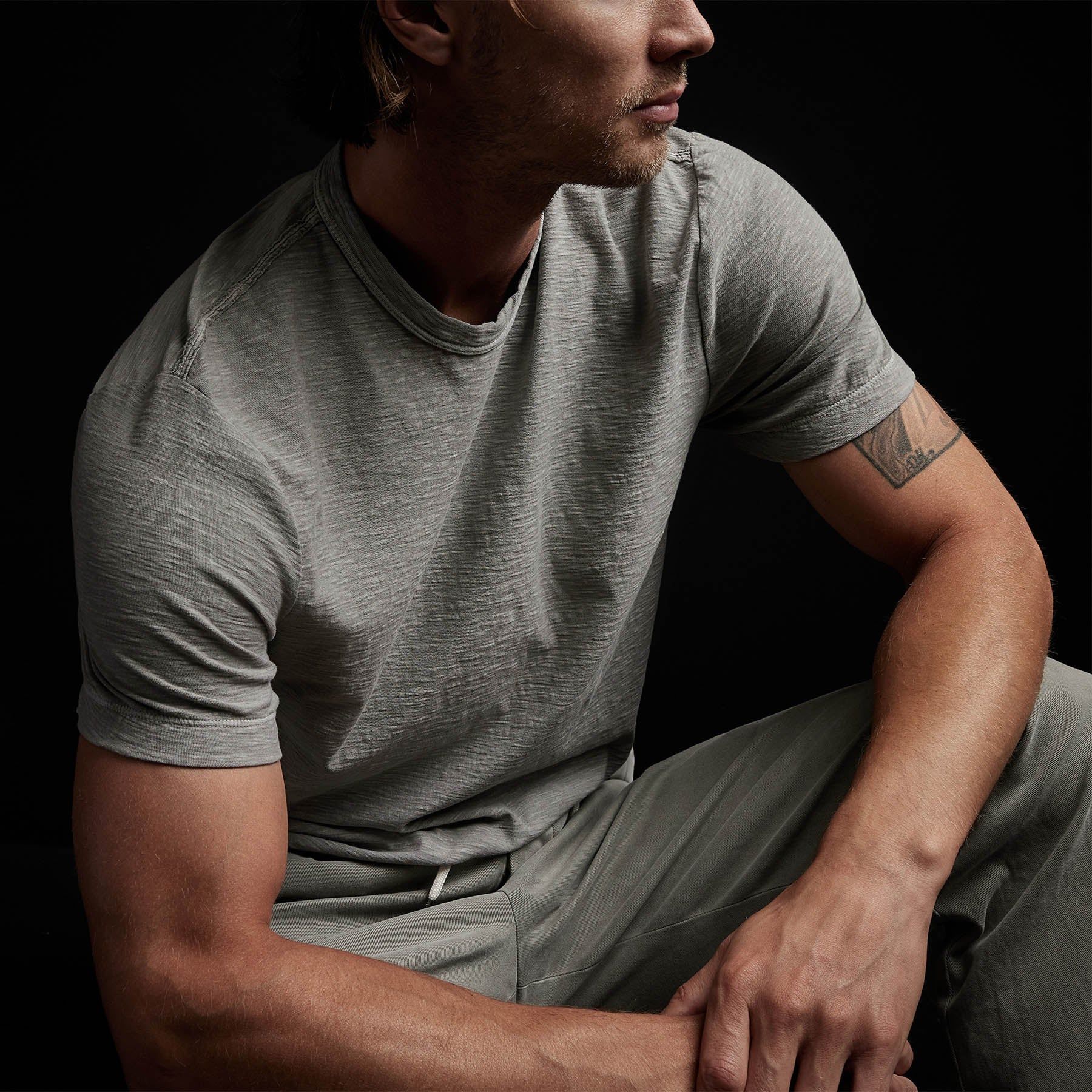 Reverse Slub Jersey Short Sleeve Crew - Concrete Pigment sold by James Perse product image thumbnail 2