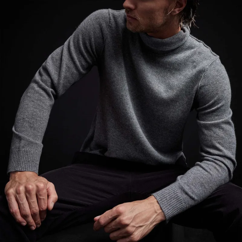 Recycled Cashmere Funnel Neck - Grey Felt sold by James Perse