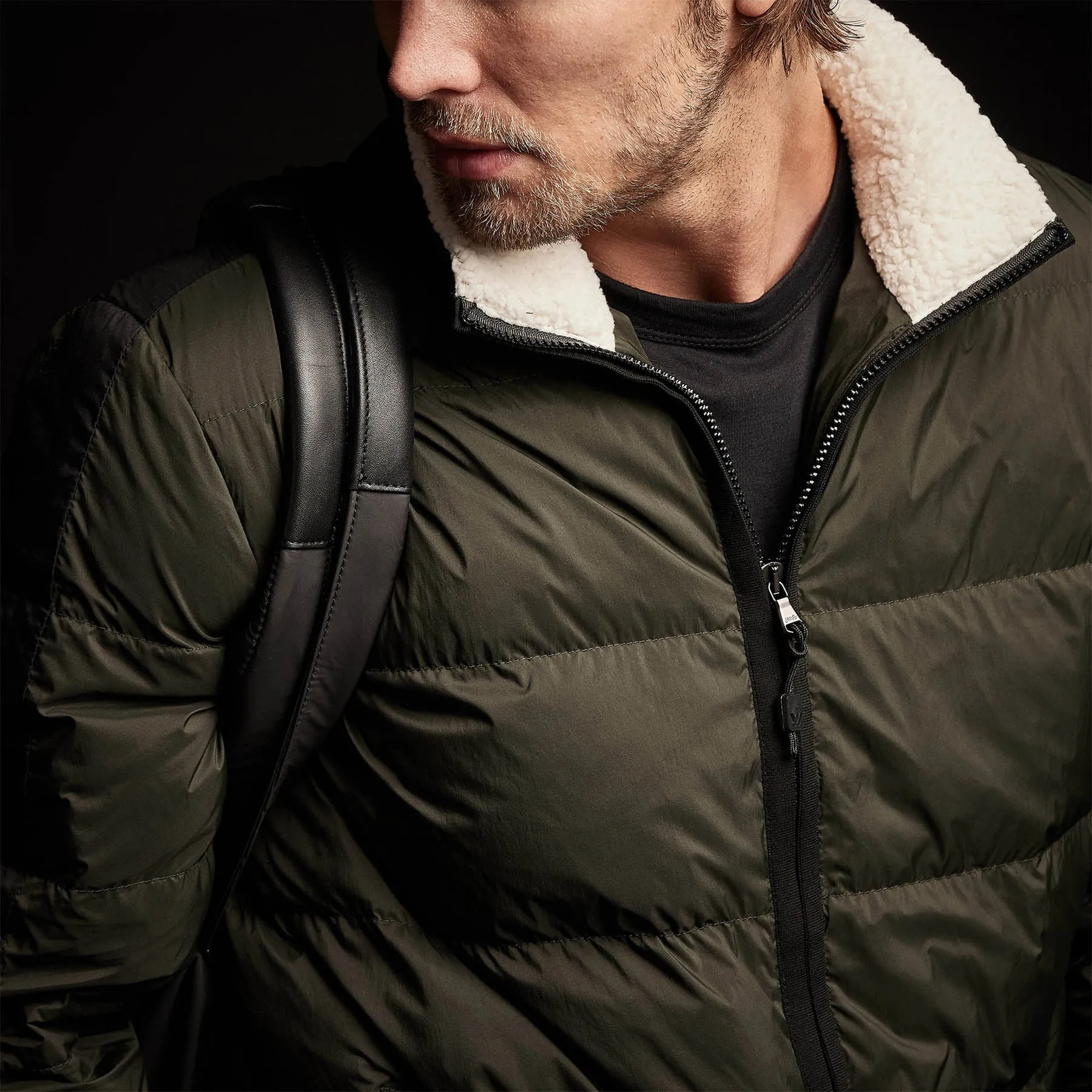 Side Stripe Puffer Jacket - Olive/Black sold by James Perse product image thumbnail 4