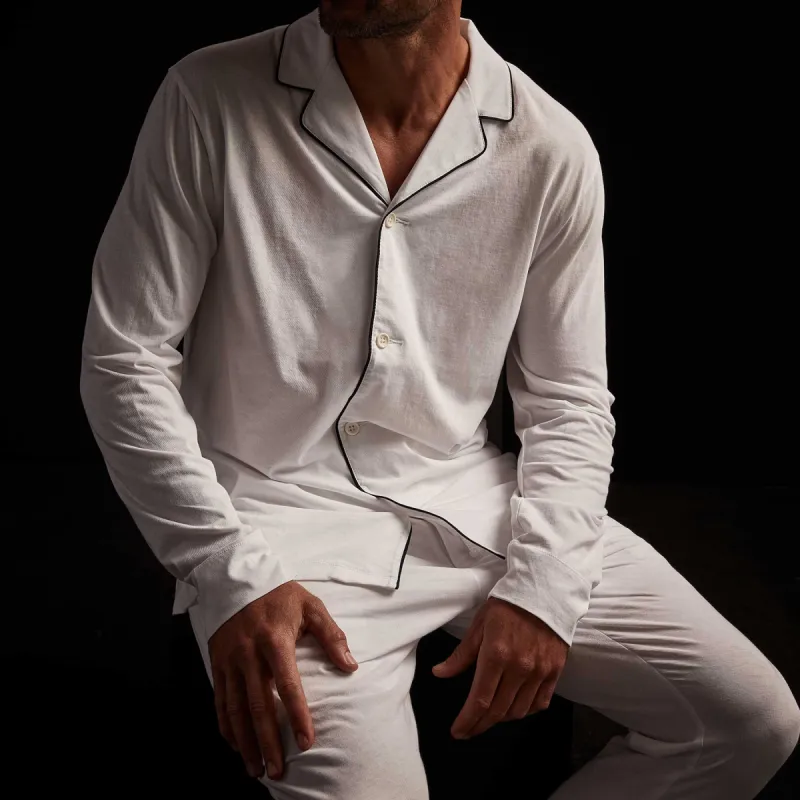 Piped Jersey Pajama Top - White/Deep sold by James Perse