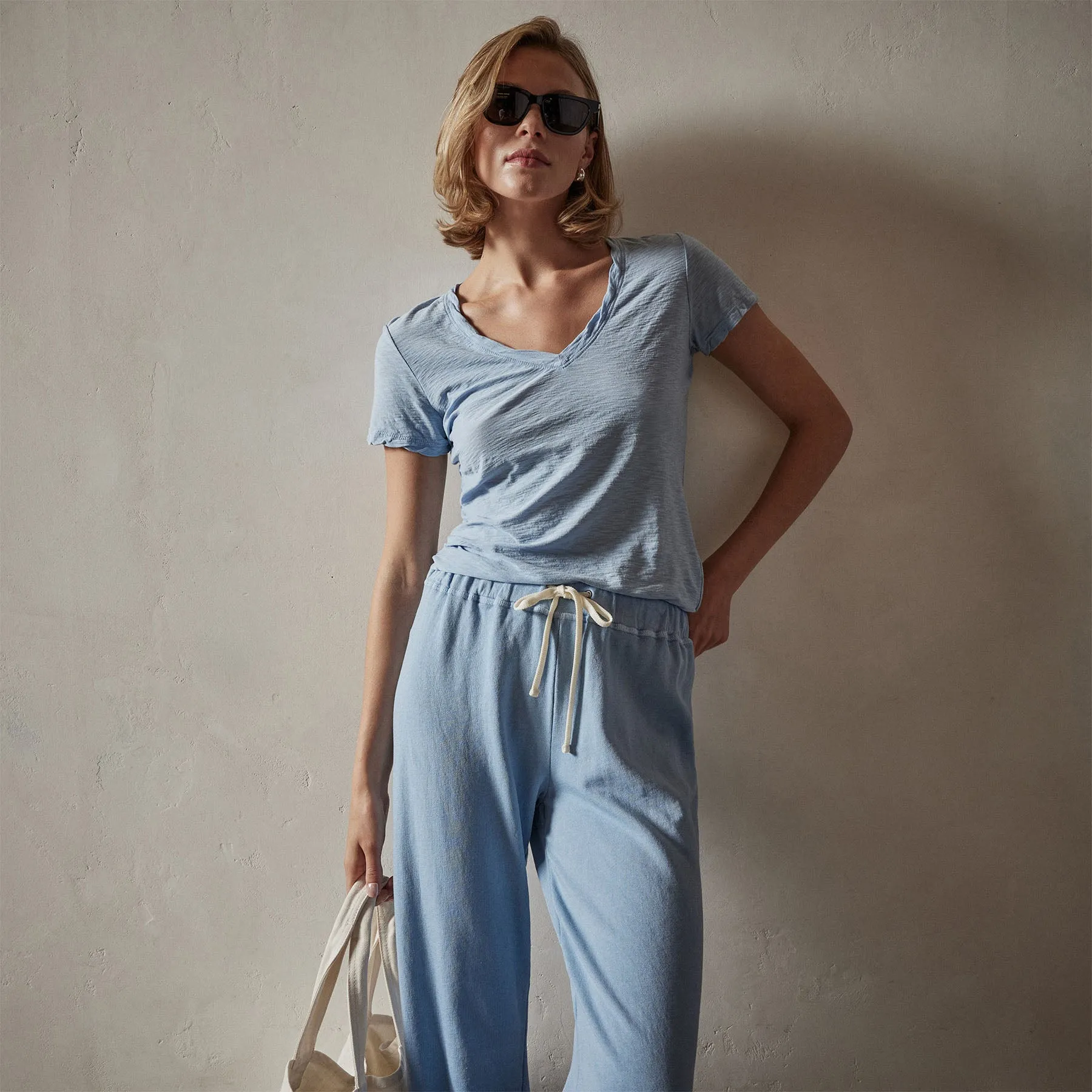 Sheer Slub Casual V Neck - Delta sold by James Perse