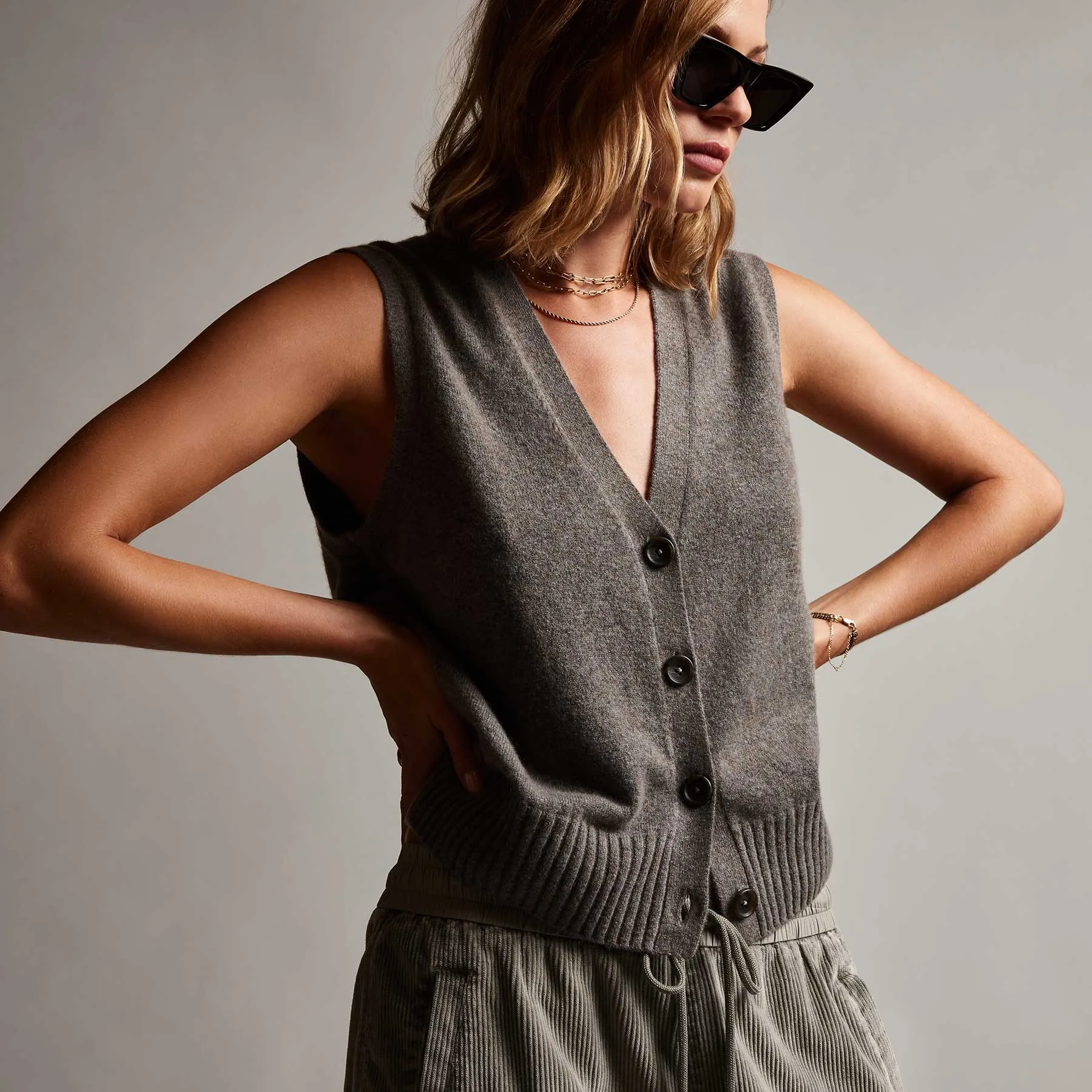 Sunland Cashmere Blend Vest - Burro sold by James Perse