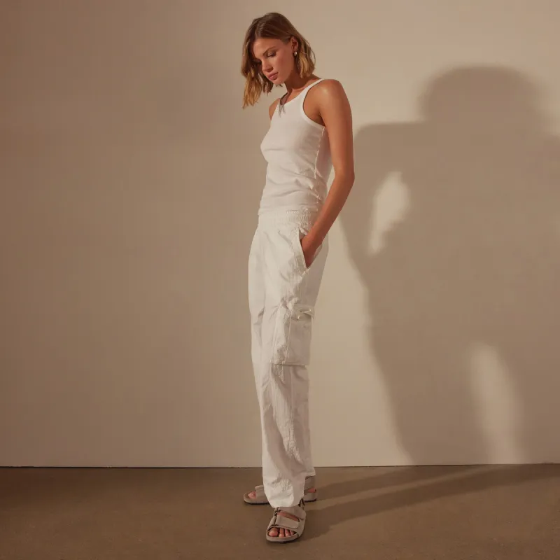 Seersucker Cargo Pant - White sold by James Perse