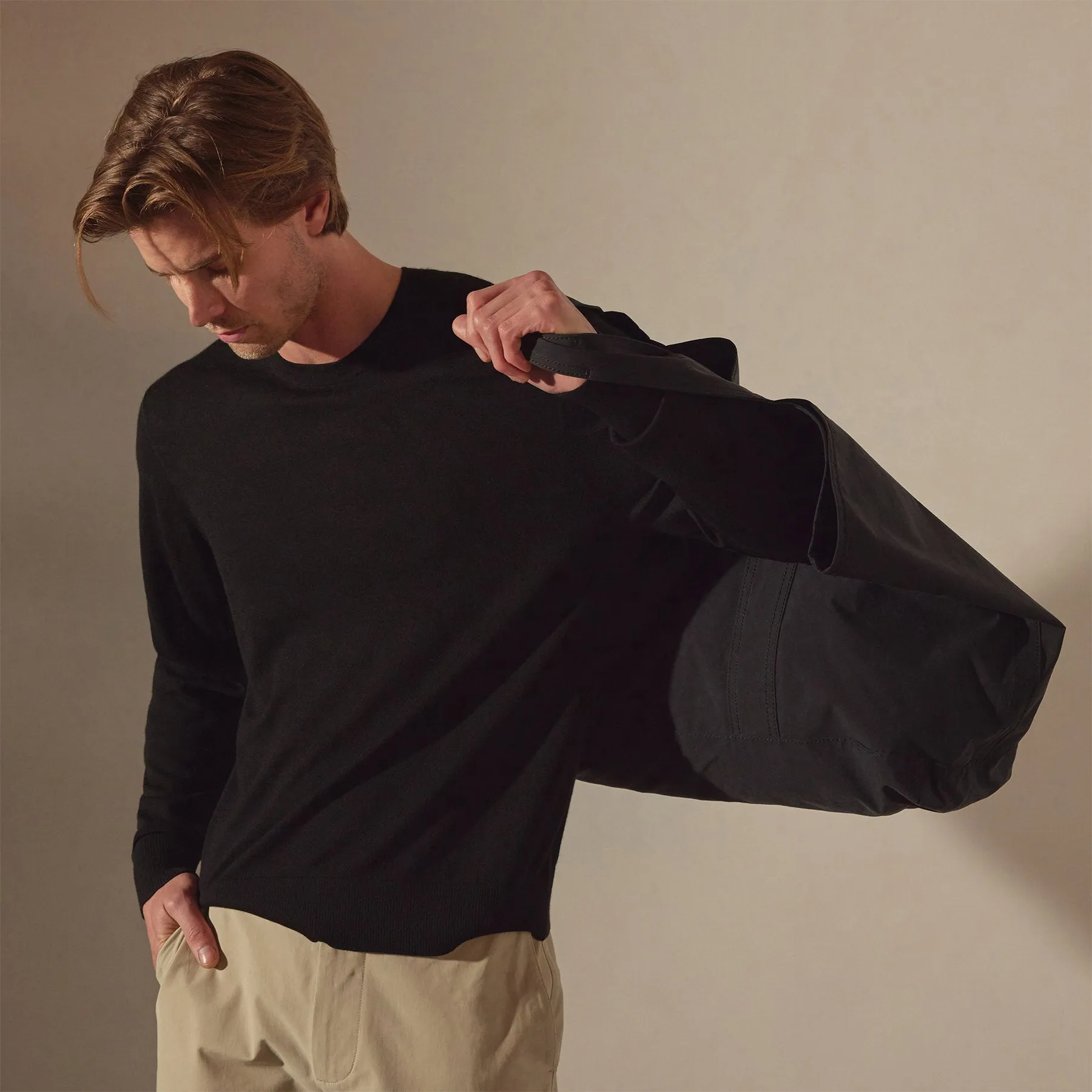 Lightweight Fine Gauge Cashmere Crew - Black sold by James Perse product image thumbnail 3