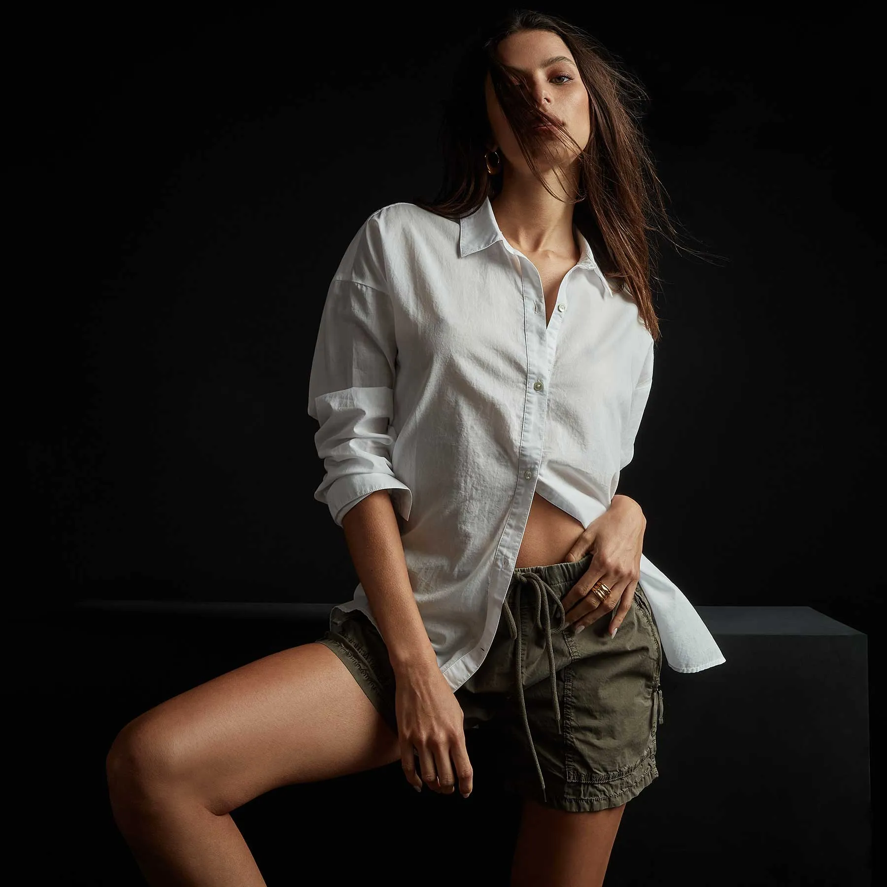 Oversized Button Front Shirt - White sold by James Perse