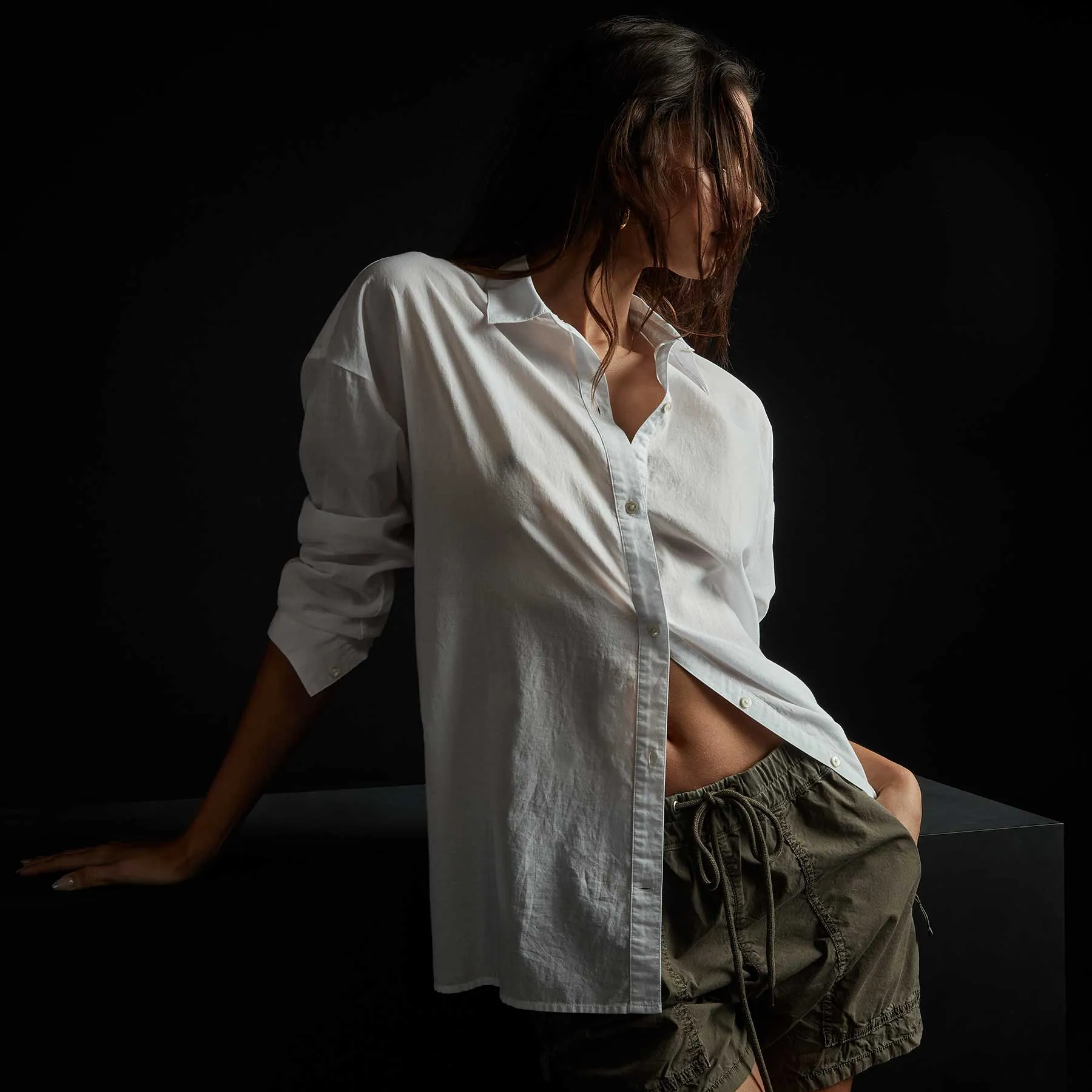 Oversized Button Front Shirt - White sold by James Perse product image thumbnail 3