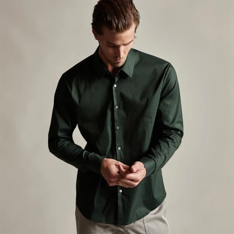 Matte Stretch Poplin Dress Shirt - Pine sold by James Perse