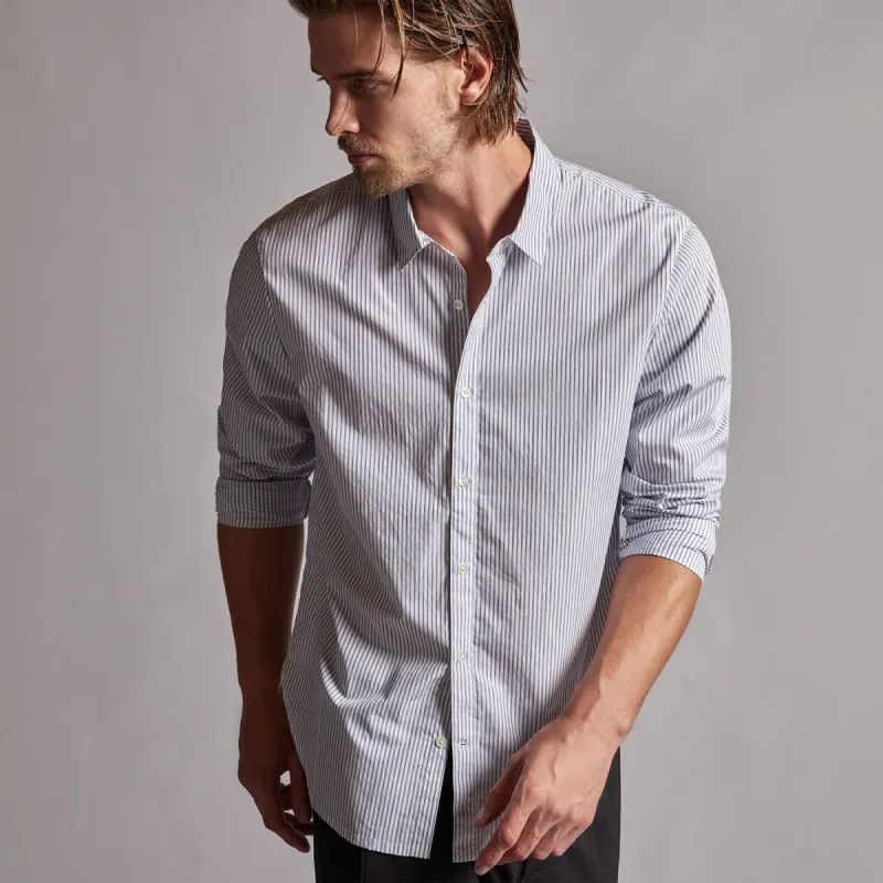 Poplin Striped Shirt - Navy Stripe sold by James Perse