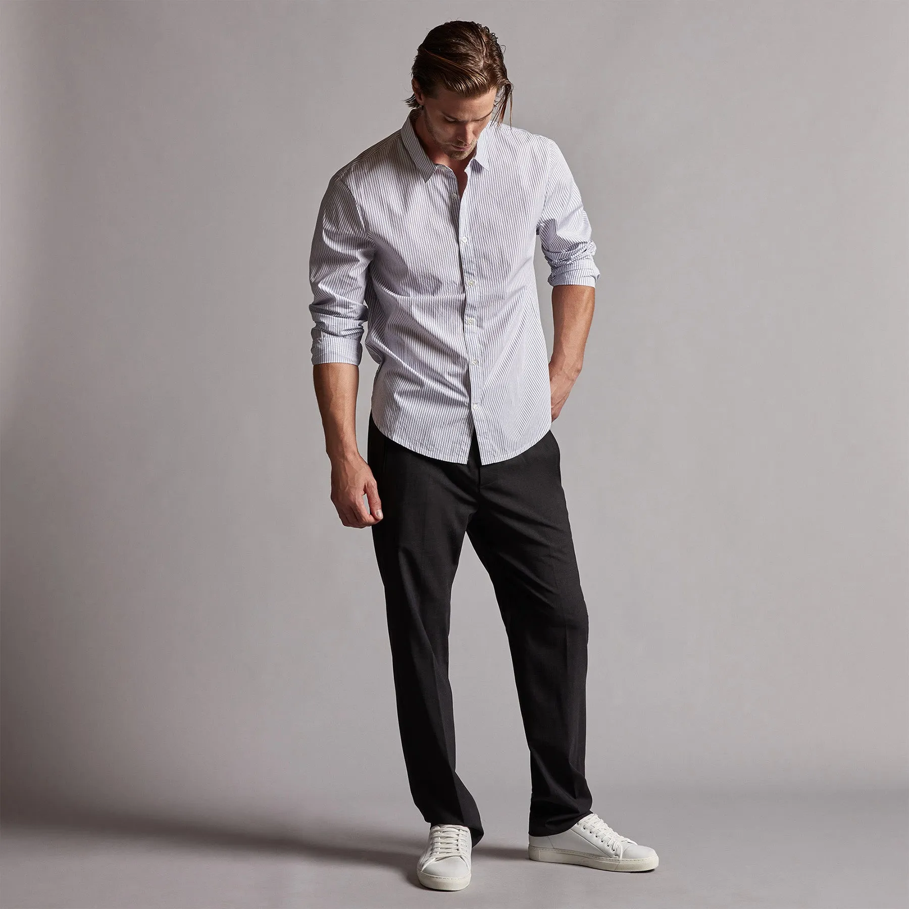 Poplin Striped Shirt - Navy Stripe sold by James Perse product image thumbnail 2