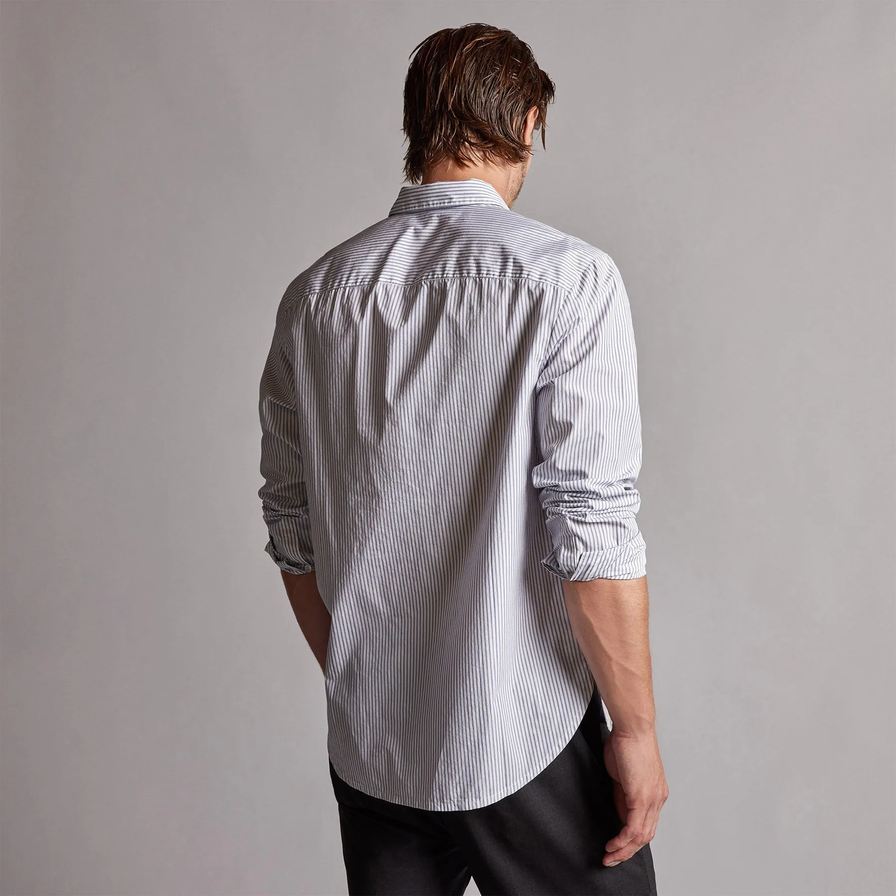 Poplin Striped Shirt - Navy Stripe sold by James Perse product image thumbnail 4