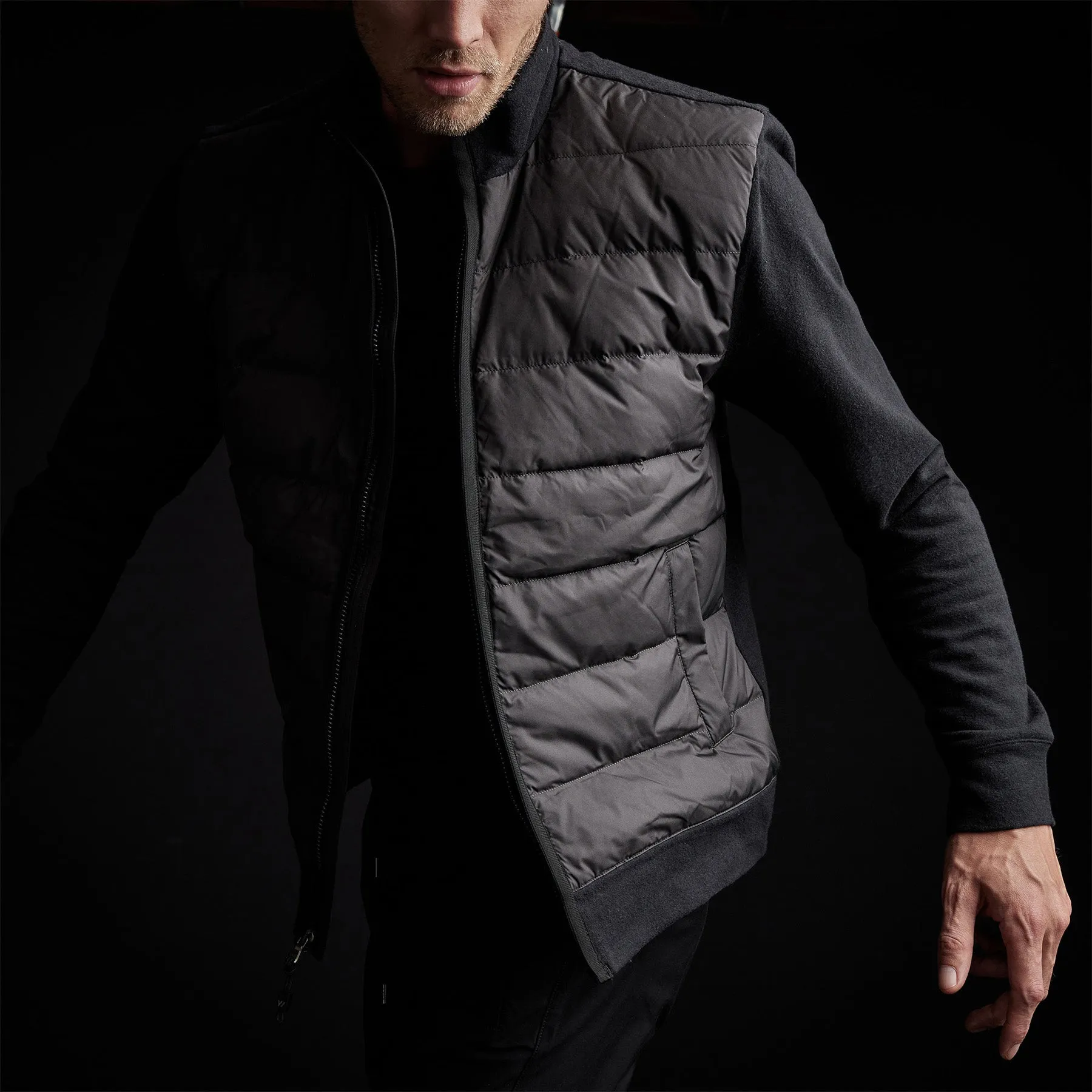 Y/OSEMITE Mixed Media Full Zip Funnel Neck Jacket - Black sold by James Perse