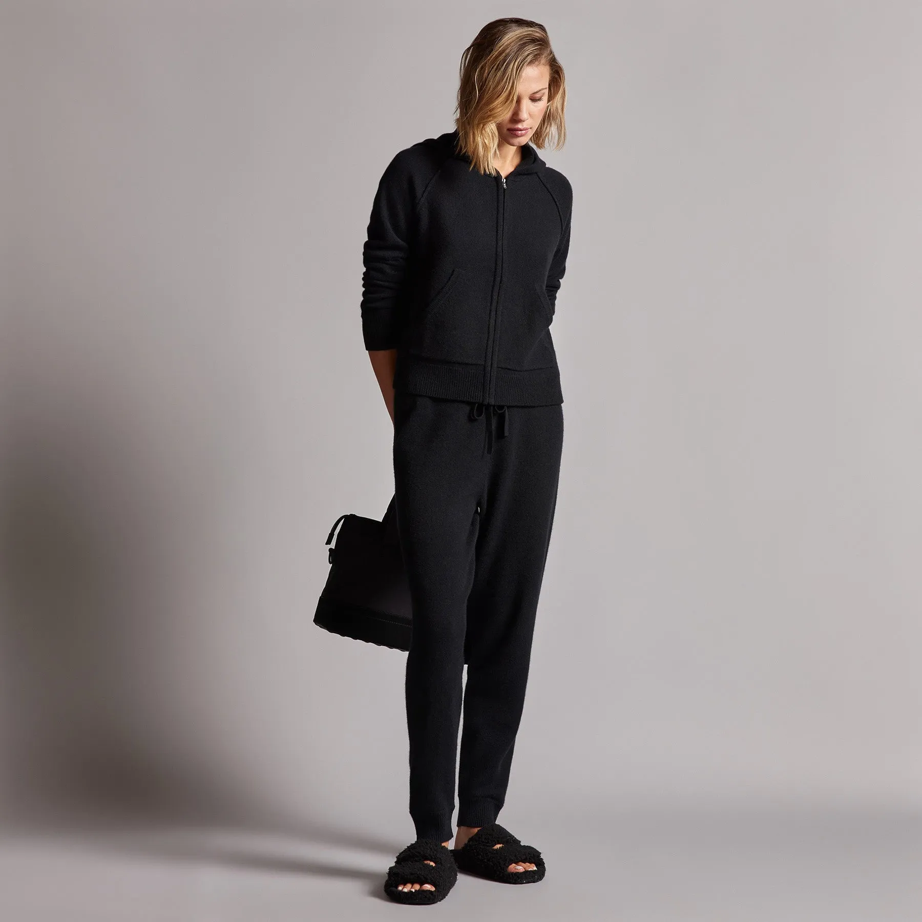 Recycled Cashmere Track Pant - Black sold by James Perse