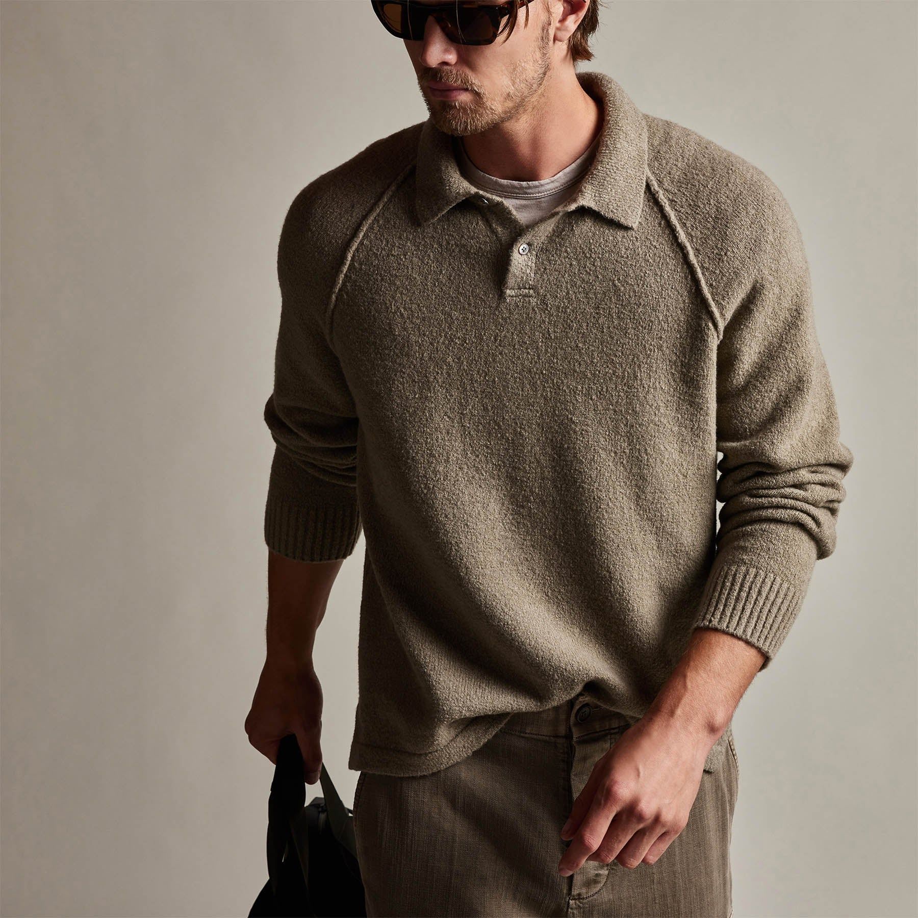 Bayshore Cashmere Polo - Khaki sold by James Perse