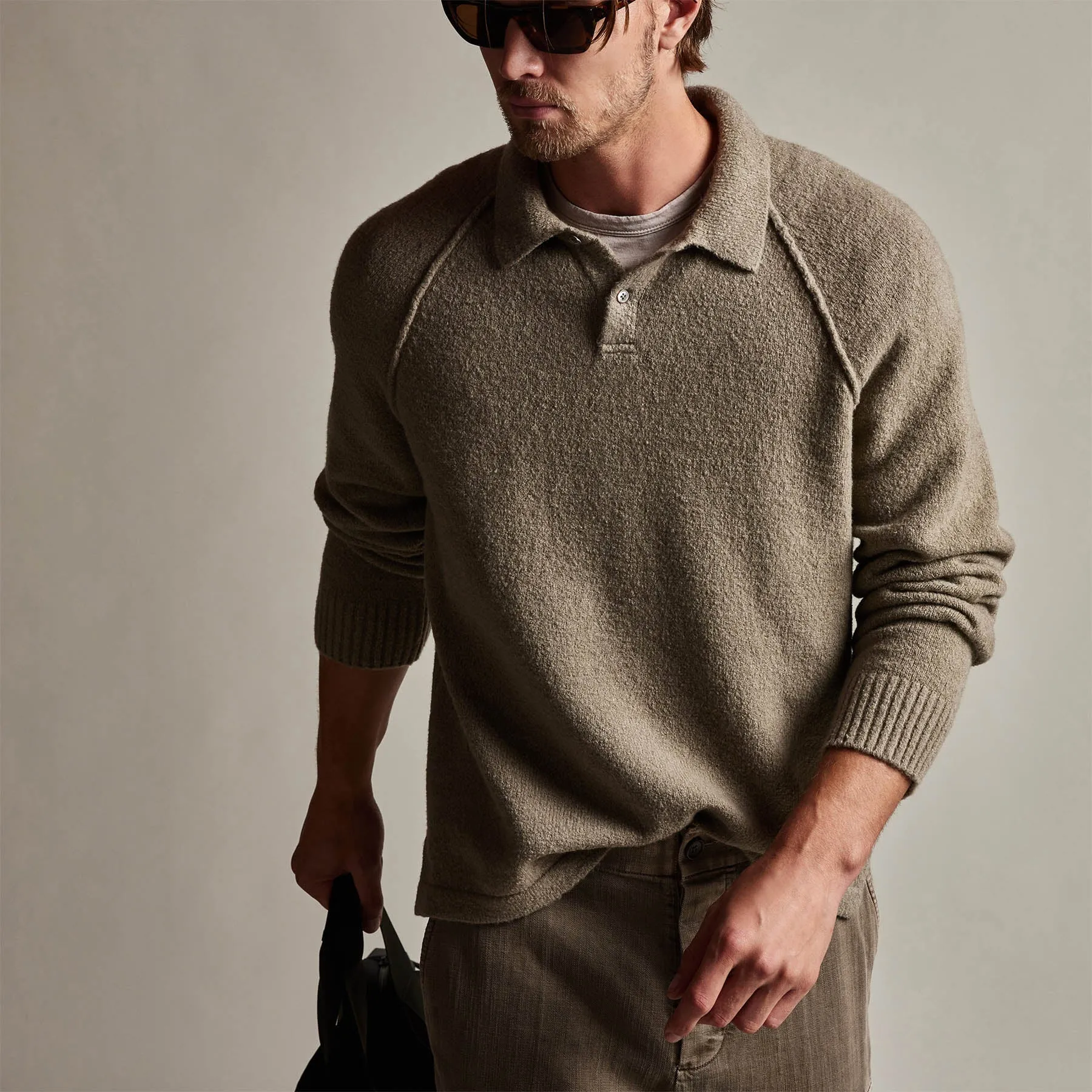 Bayshore Cashmere Blend Polo - Khaki sold by James Perse