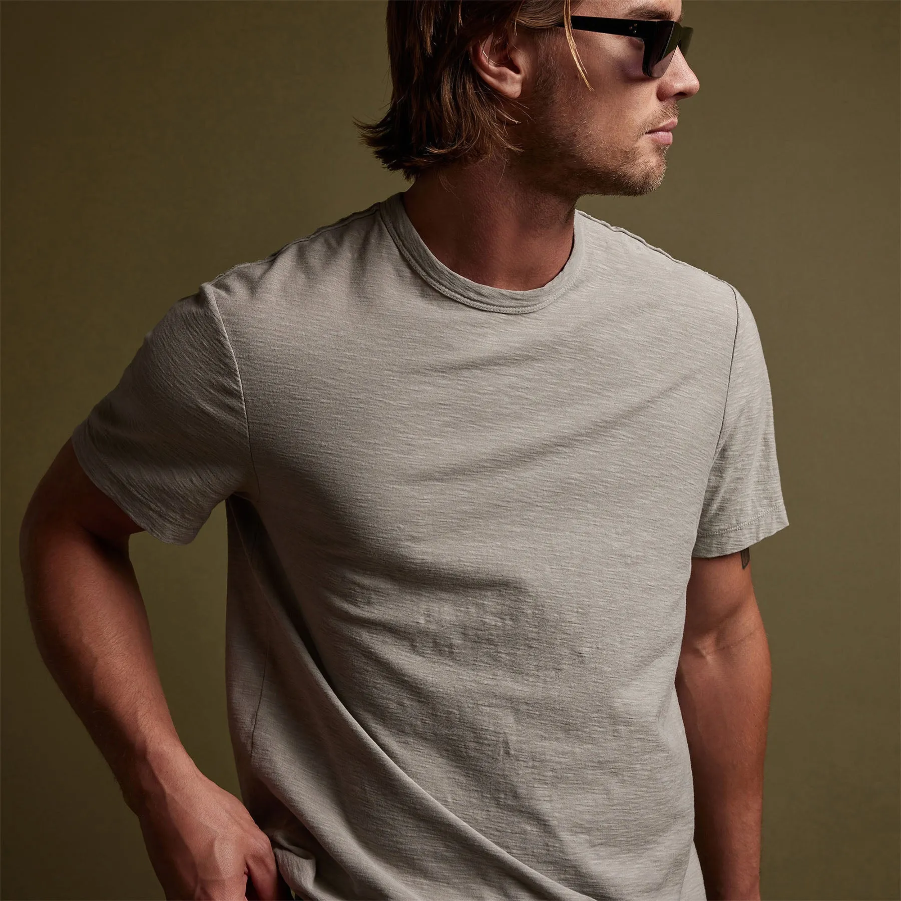 Reverse Slub Jersey Short Sleeve Crew - Silt Pigment sold by James Perse product image thumbnail 3