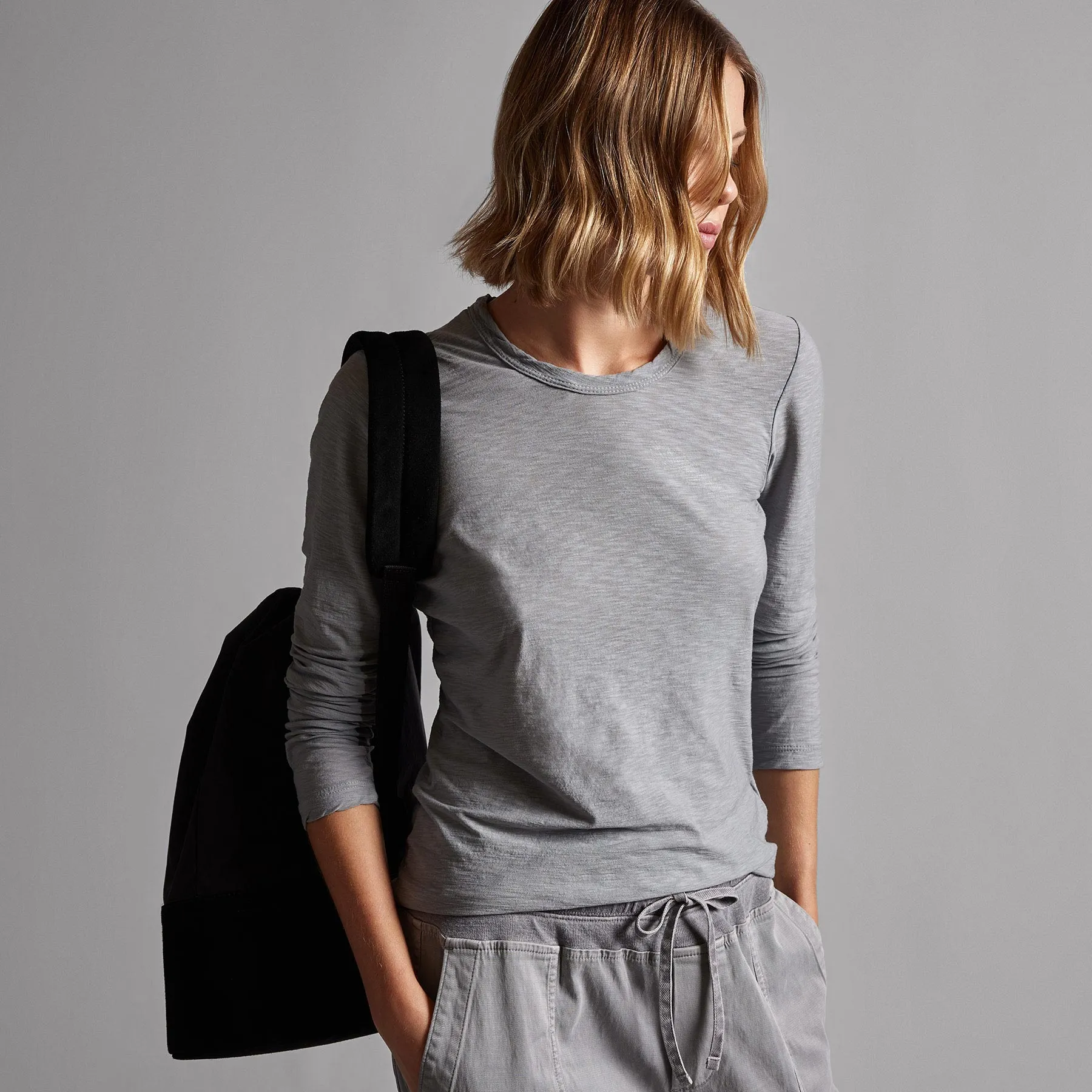 Sheer Slub Long Sleeve Crew - Breeze sold by James Perse