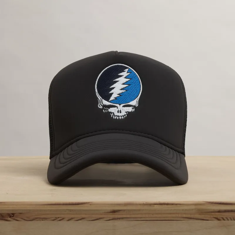 Grateful Dead Multicolor Skull Embroidery Trucker - Carbon Grey sold by James Perse
