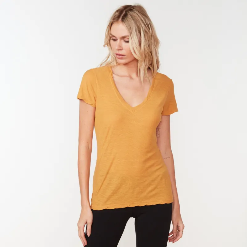 Sheer Slub Casual V Neck - Comet sold by James Perse