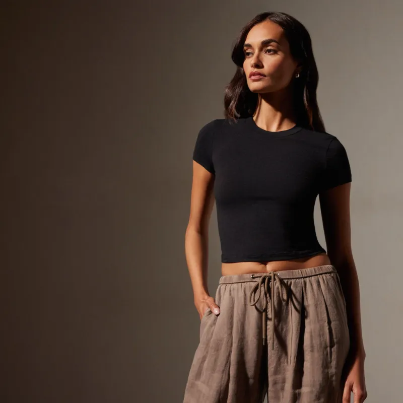 Short Sleeve Cropped Tee - Black sold by James Perse