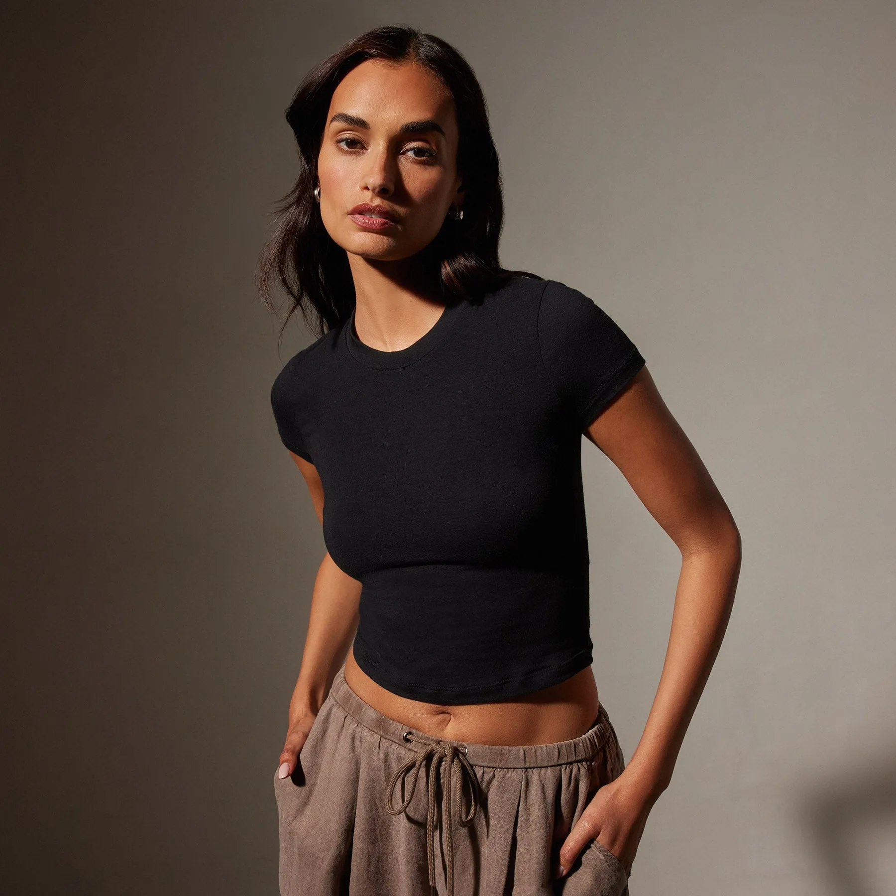 Short Sleeve Cropped Tee - Black sold by James Perse product image thumbnail 2