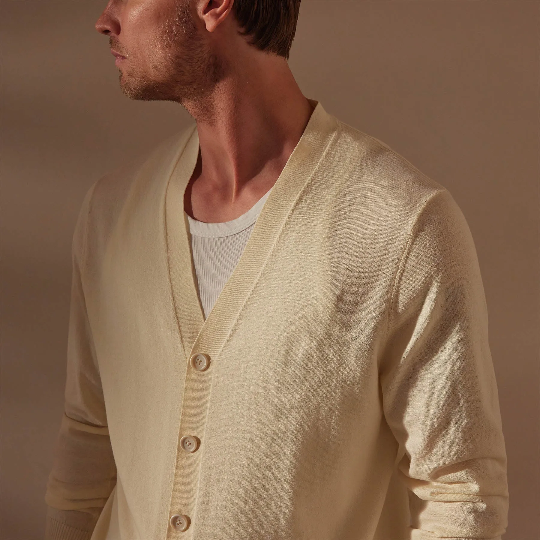 Stretch Cotton Cardigan - Ivory sold by James Perse