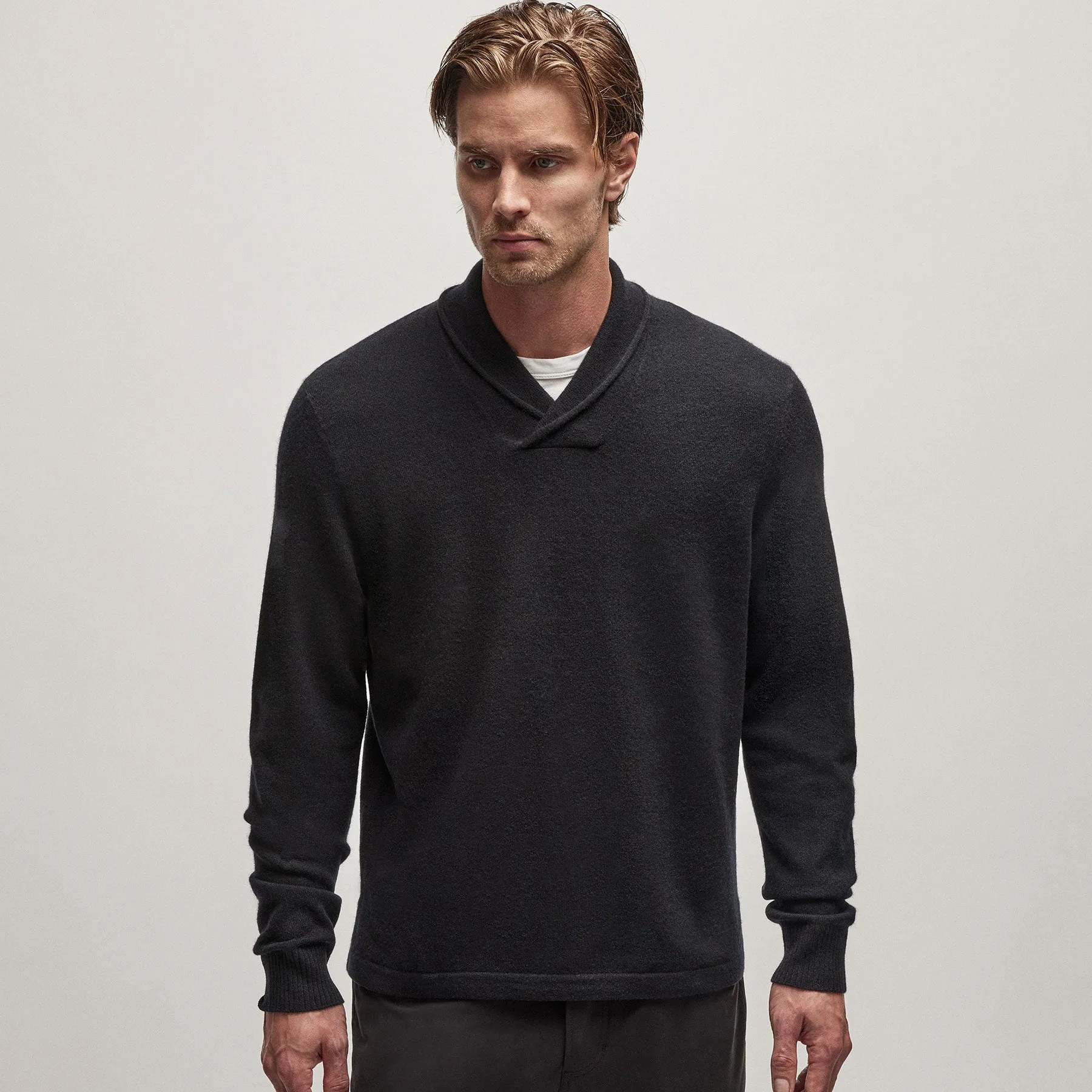 Recycled Cashmere Shawl Collar Sweater - Black sold by James Perse product image thumbnail 4