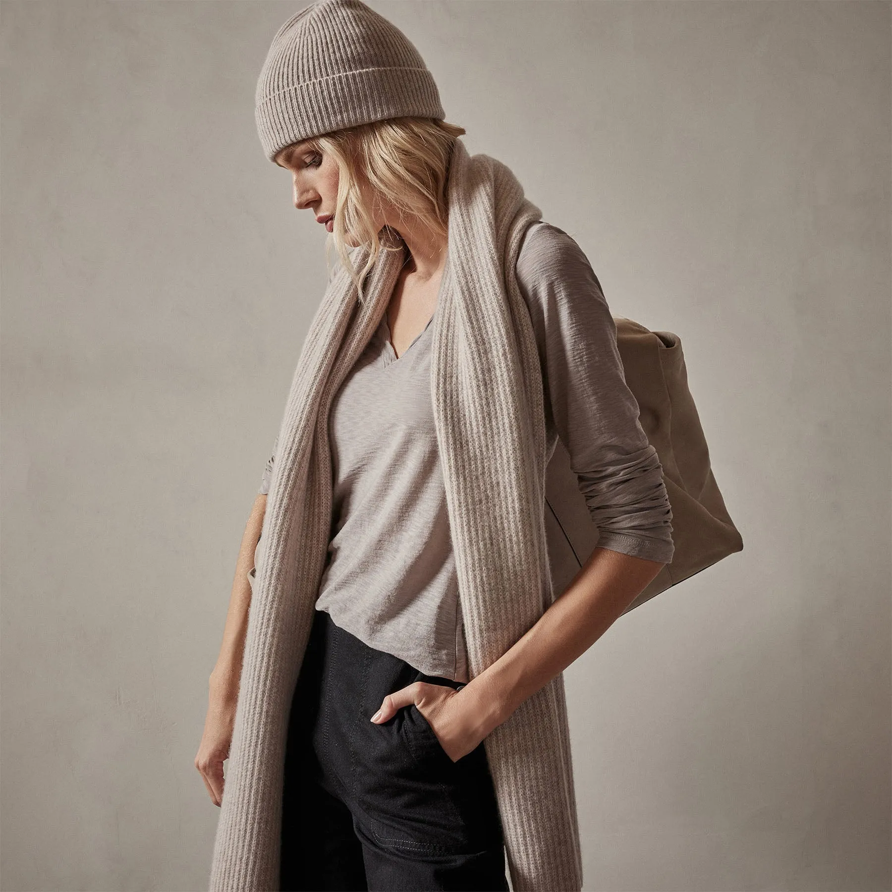 Sheer Slub Long Sleeve V Neck Tee - Dapple sold by James Perse product image thumbnail 5