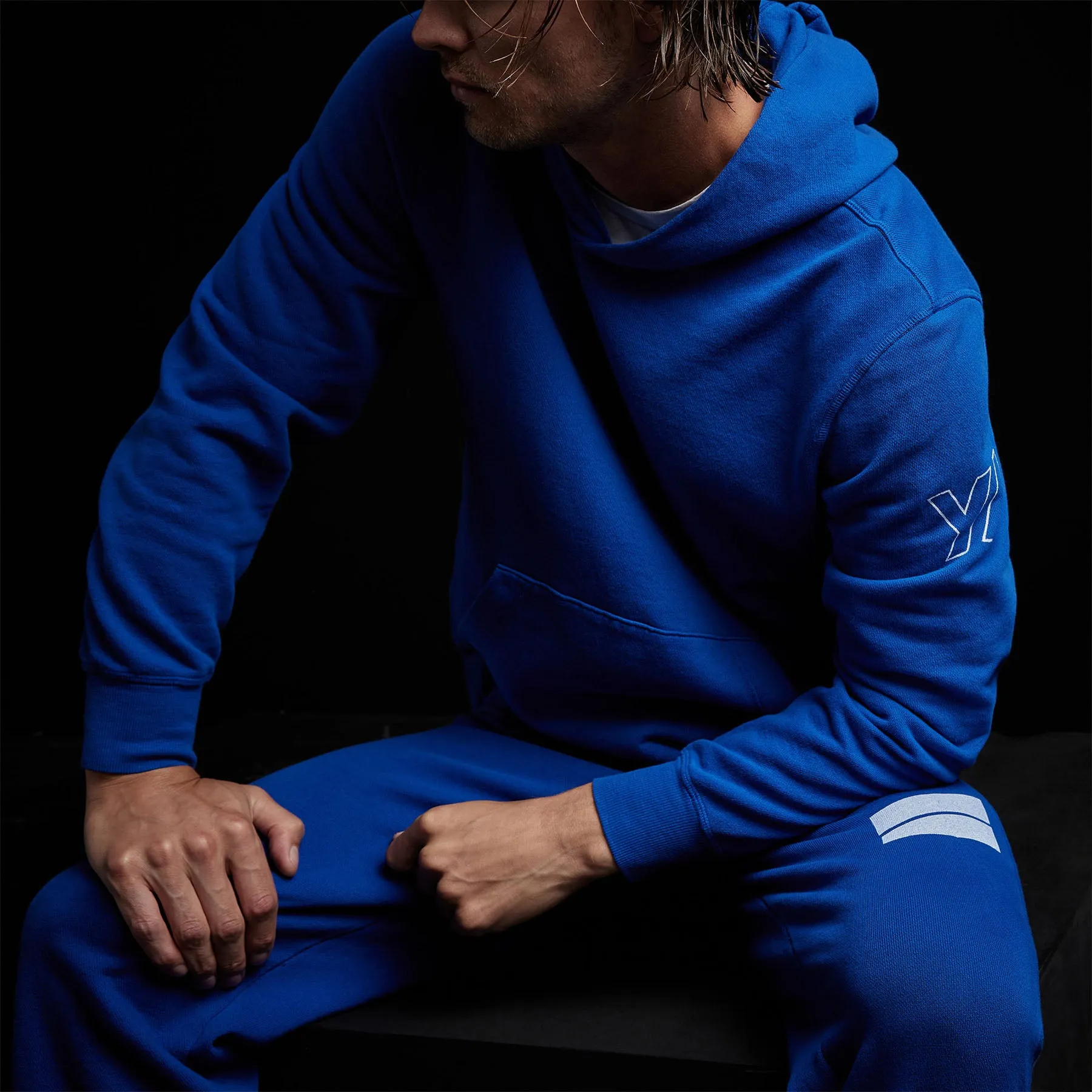 French Terry Pullover Hoodie - Royal Blue/White sold by James Perse product image thumbnail 2