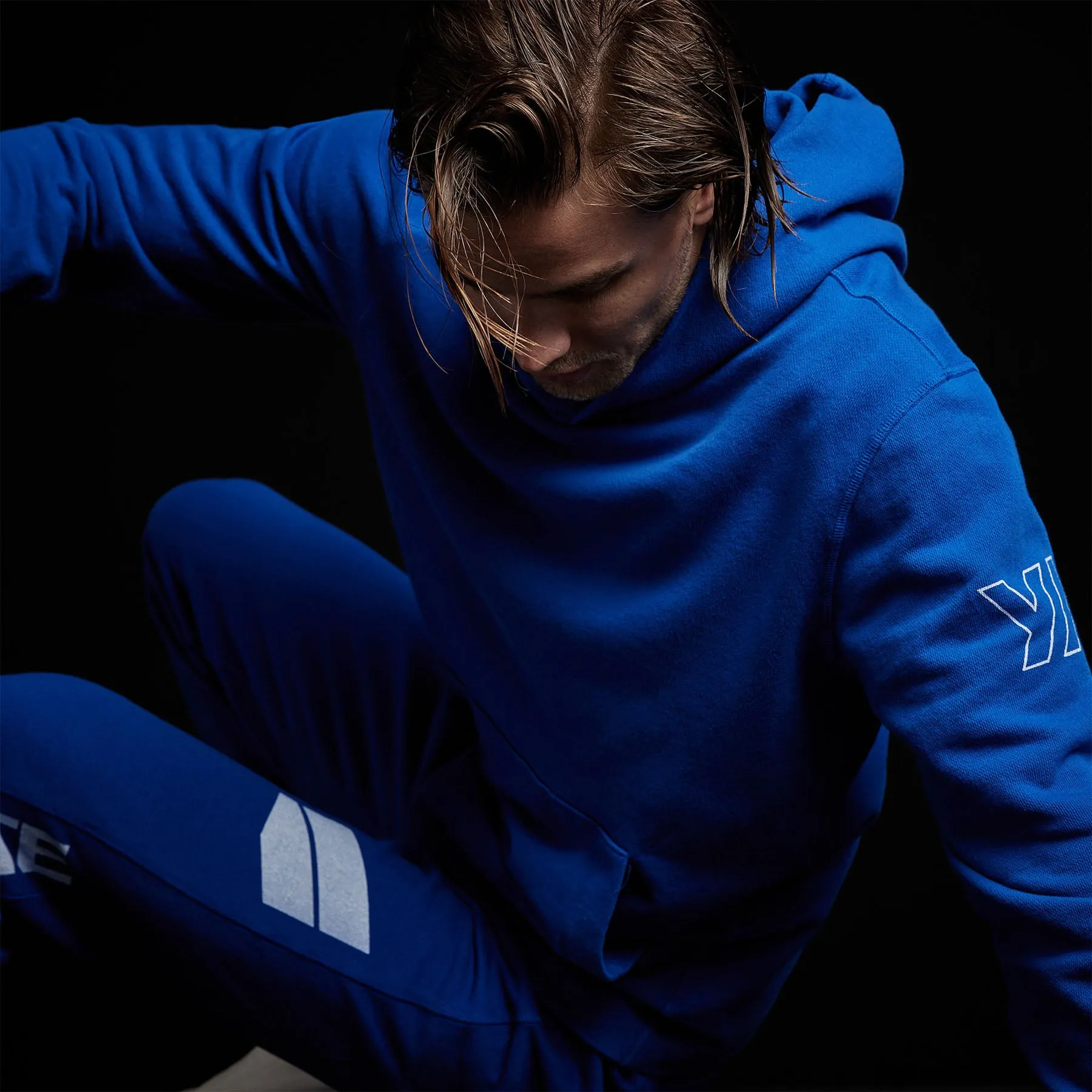 French Terry Pullover Hoodie - Royal Blue/White sold by James Perse product image thumbnail 3