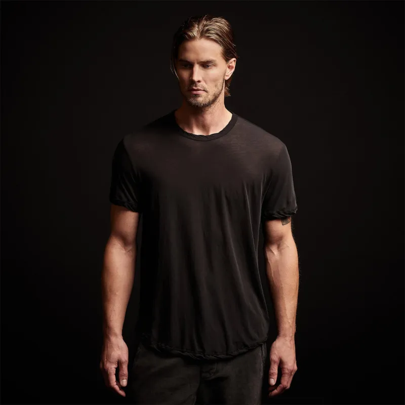 High Gauge Jersey S/S Crew - Black sold by James Perse