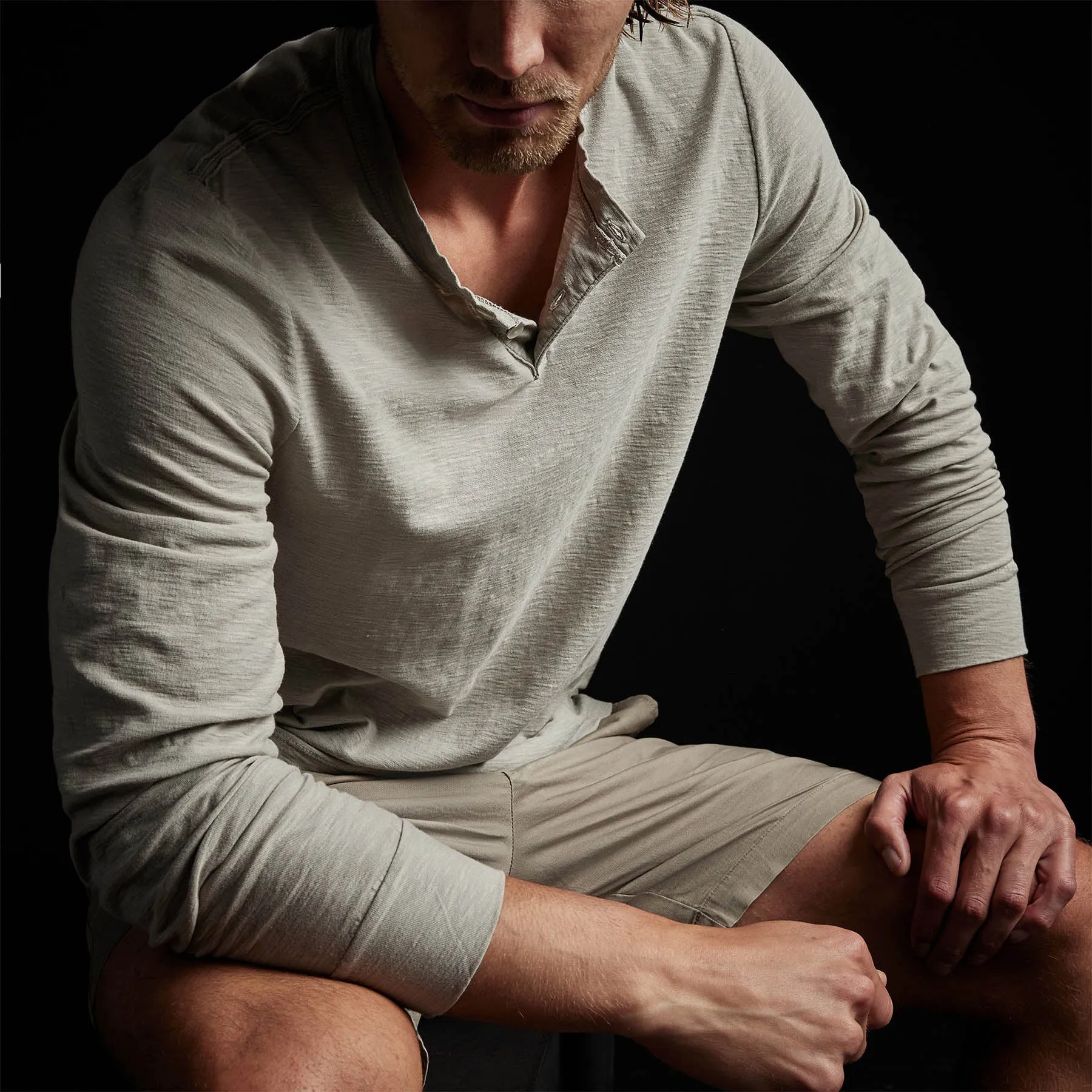 Reverse Slub Jersey Henley - Silt Pigment sold by James Perse