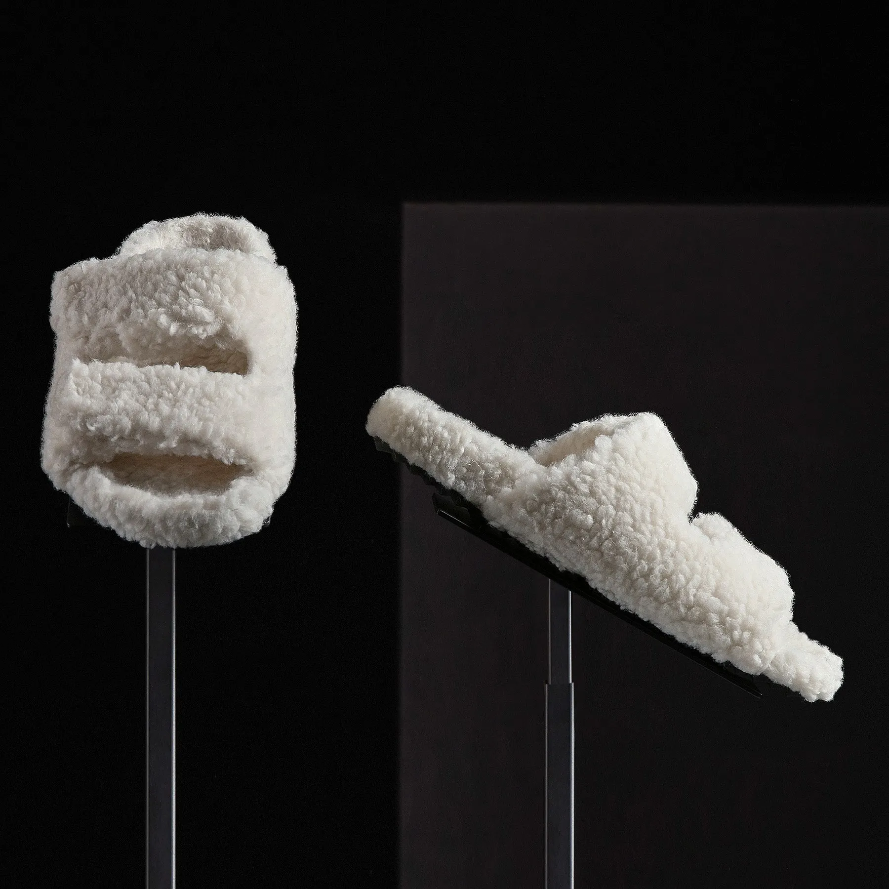 Women's Double Strap Shearling Slide - Ivory sold by James Perse