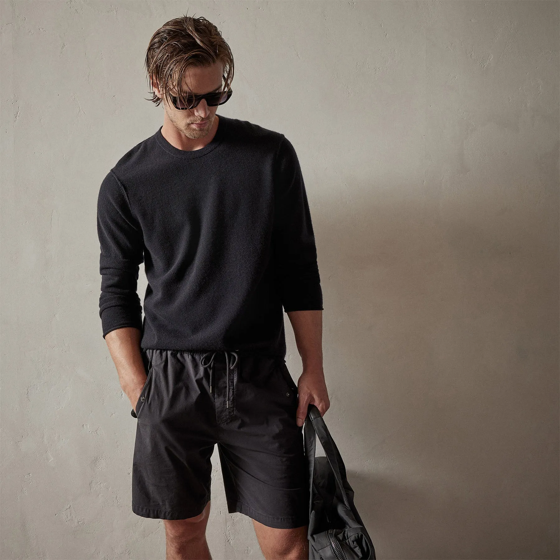 Recycled Cashmere Crew Neck Sweater - Black sold by James Perse
