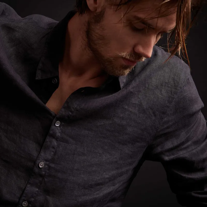 Classic Linen Shirt - French Navy Pigment sold by James Perse