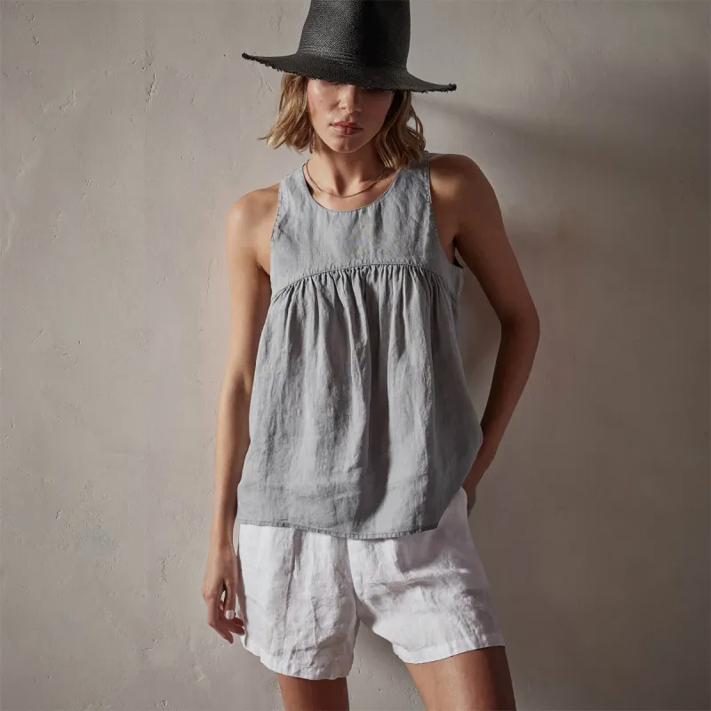 Gathered Linen Top - Breeze Pigment made by James Perse