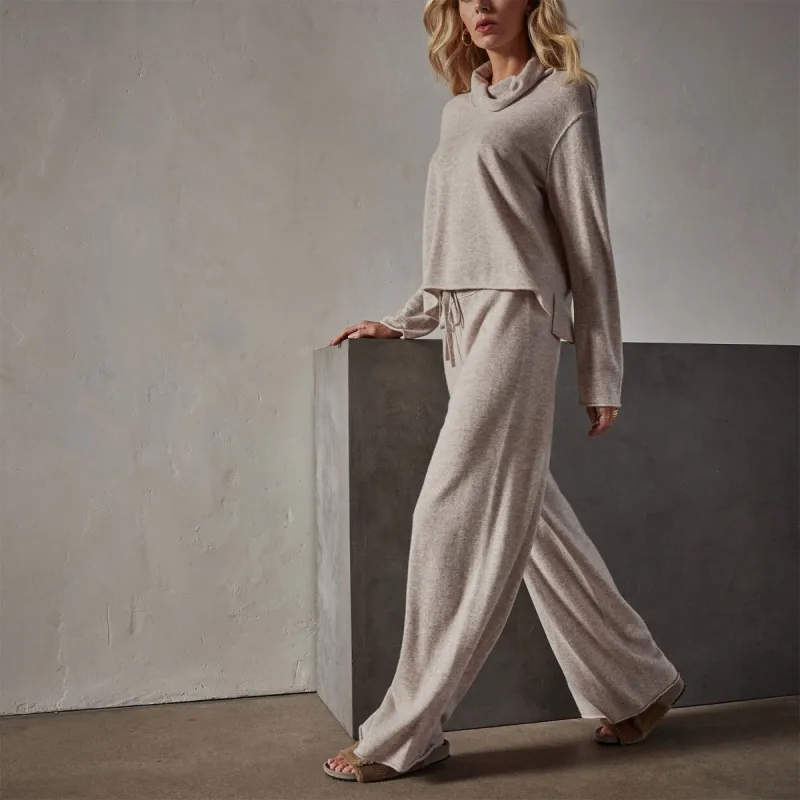 Recycled Cashmere Wide Leg Pant - Stone sold by James Perse
